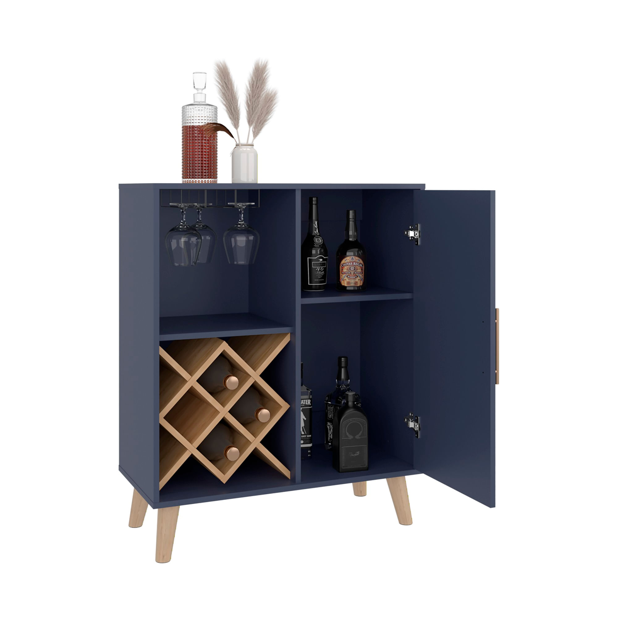 Mueble Bar Baja Cueva 98X80X38 Azul Fresno ZF - Imagen 7