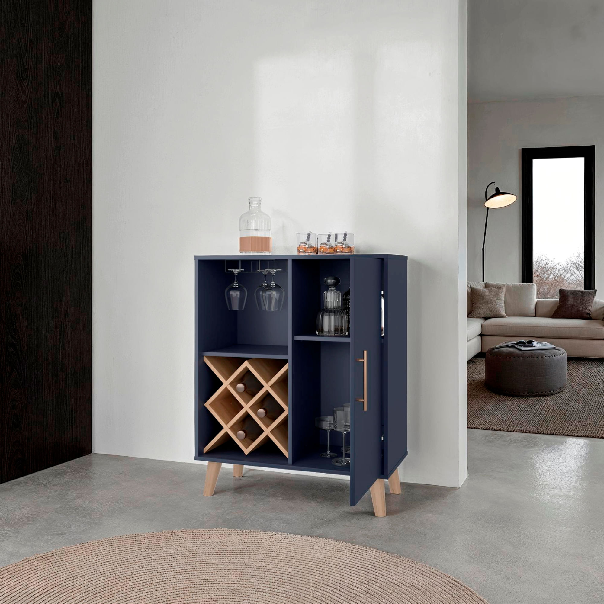 Mueble Bar Baja Cueva 98X80X38 Azul Fresno ZF - Imagen 2