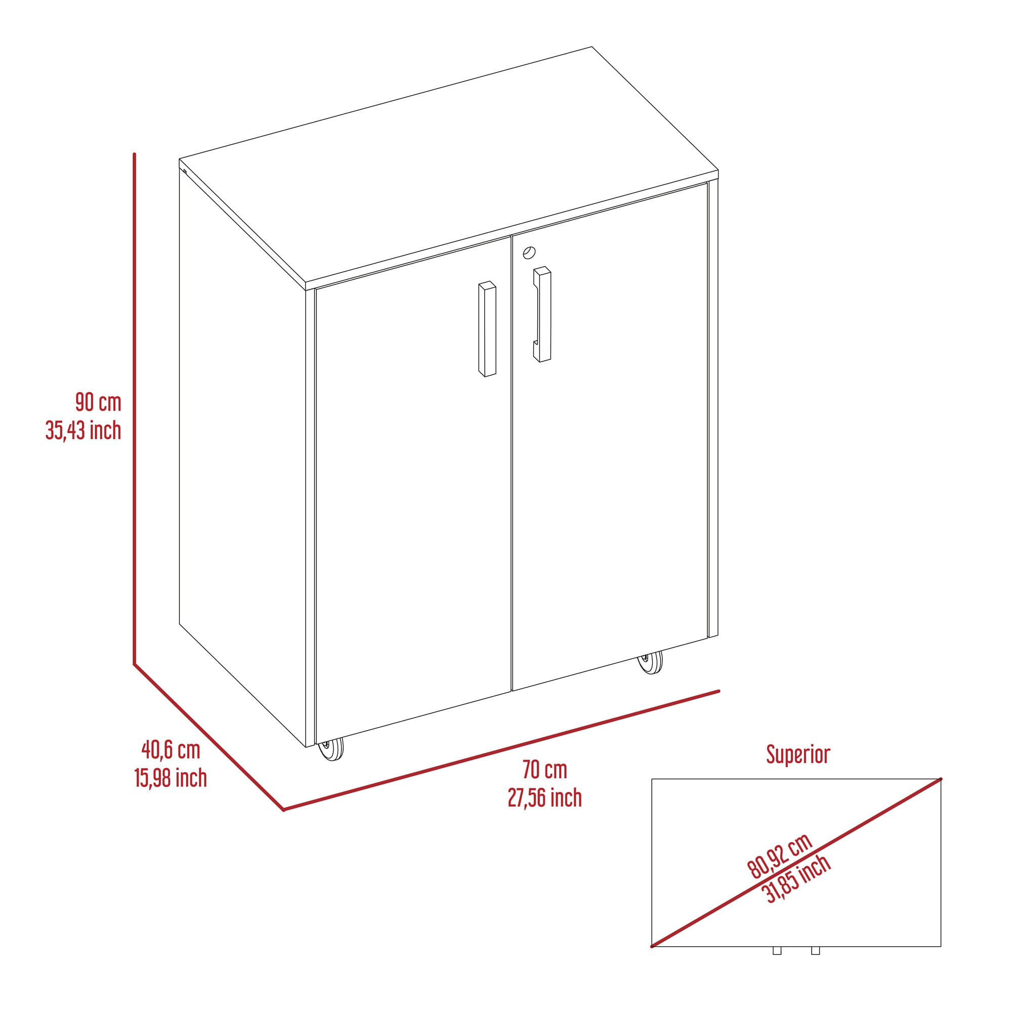 Mueble Auxiliar Bajo 90X70X46 RTA Wengue ZF - Imagen 12