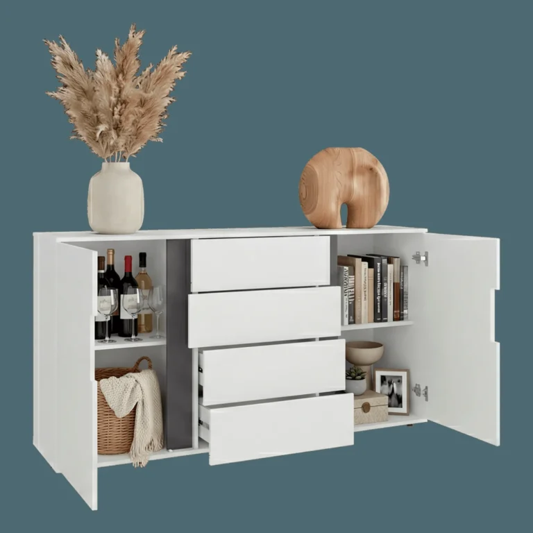 Cómoda Bisbee 85X160X40 RTA Blanco Mqz Plomo