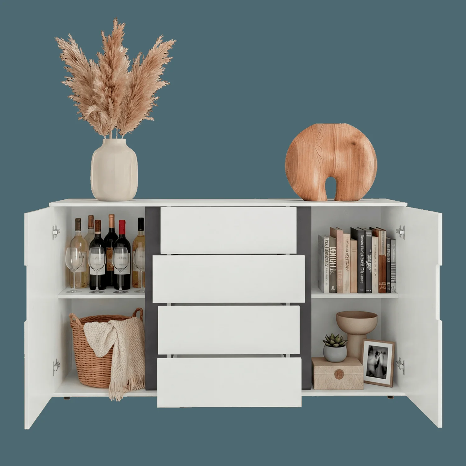 Cómoda Bisbee 85X160X40 RTA Blanco Mqz Plomo - Imagen 3