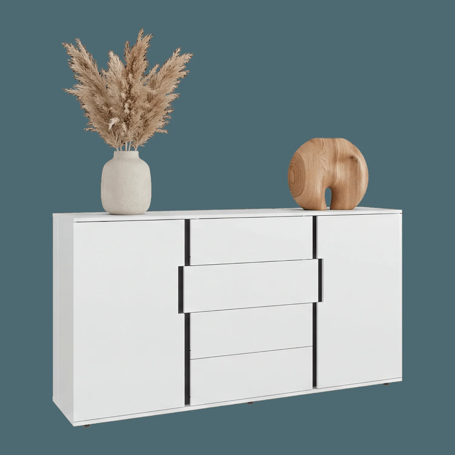 Cómoda Bisbee 85X160X40 RTA Blanco Mqz Plomo - Imagen 5