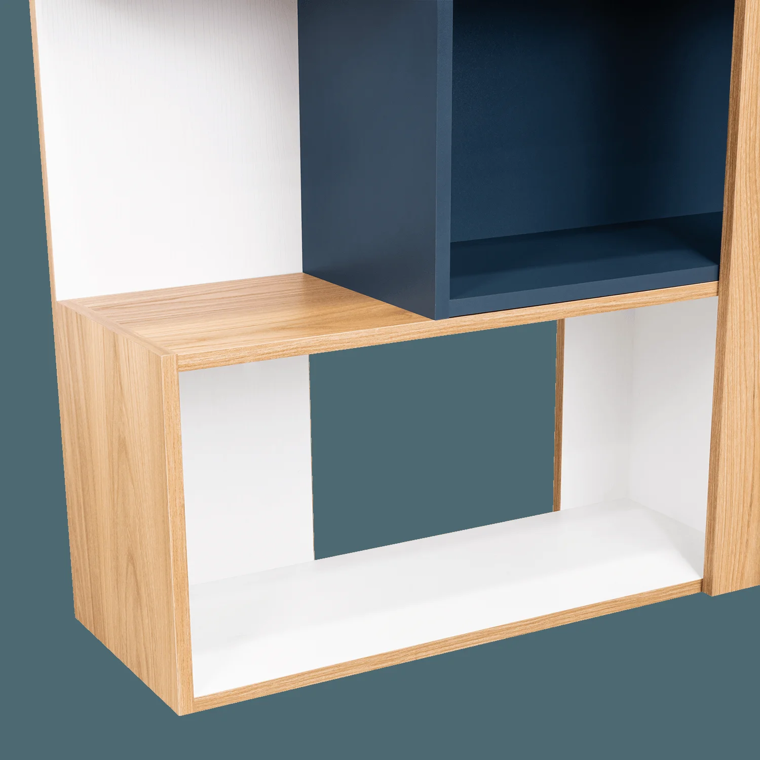 Biblioteca Beijing  161X70X28 RTA Fresno/Blanco + Azul - Imagen 6