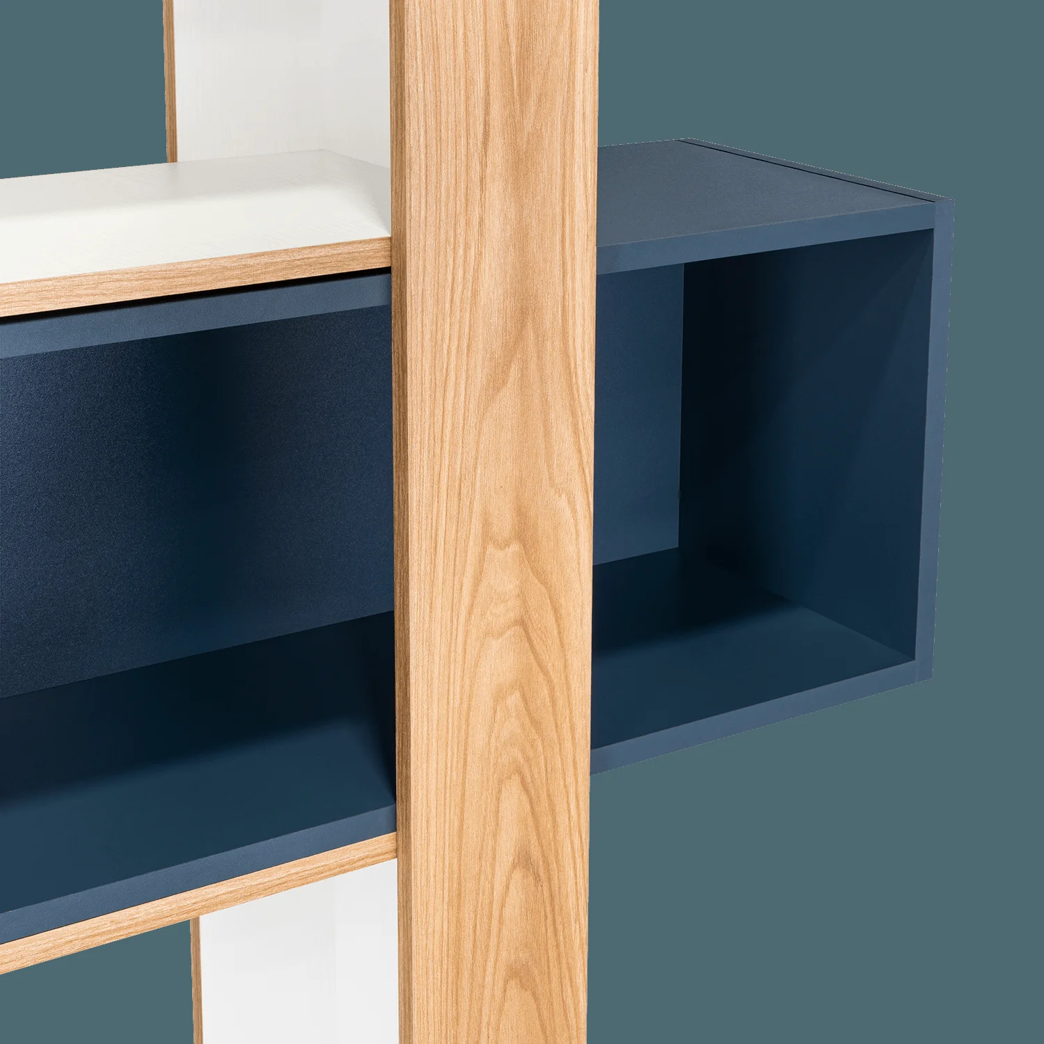 Biblioteca Beijing  161X70X28 RTA Fresno/Blanco + Azul - Imagen 8