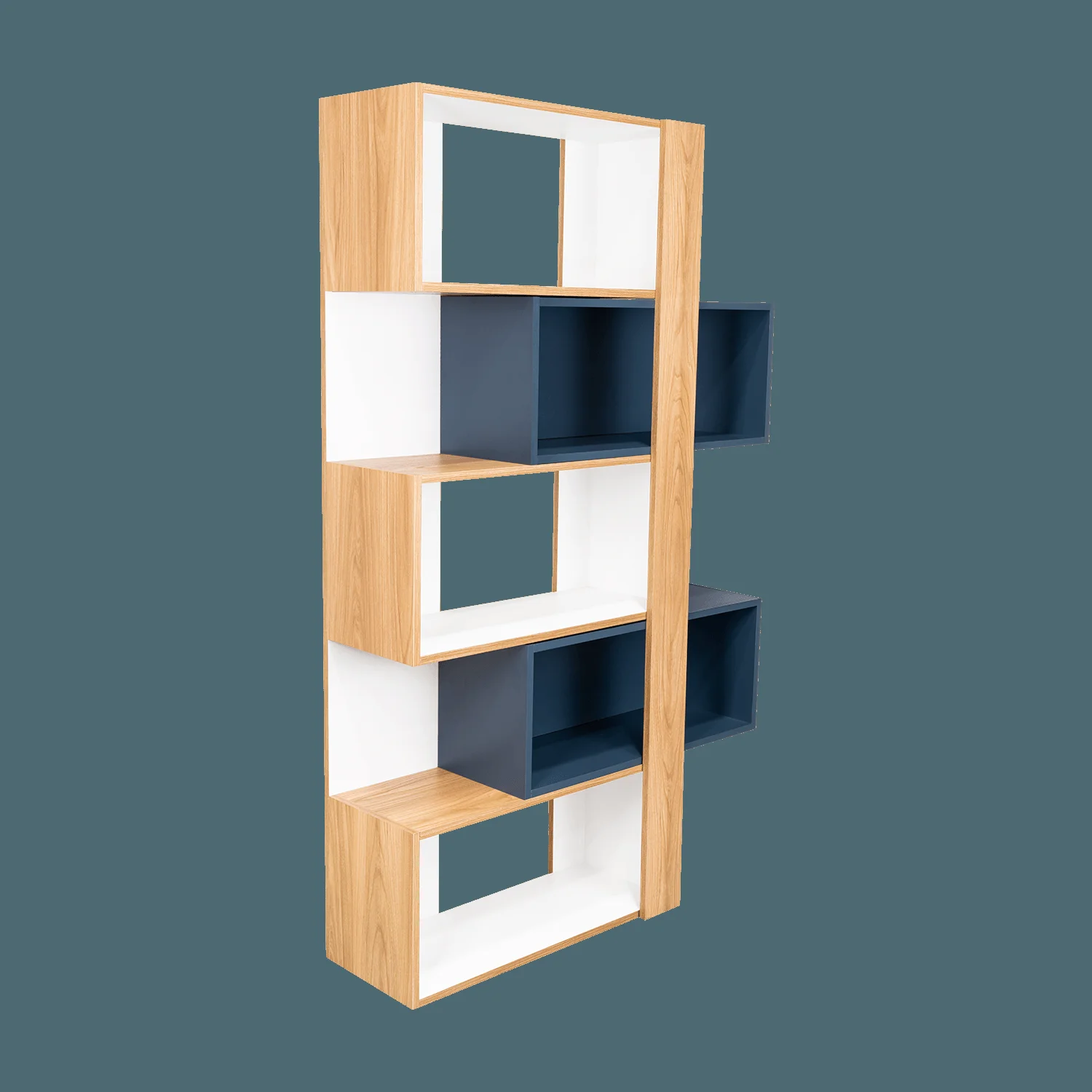 Biblioteca Beijing  161X70X28 RTA Fresno/Blanco + Azul - Imagen 9
