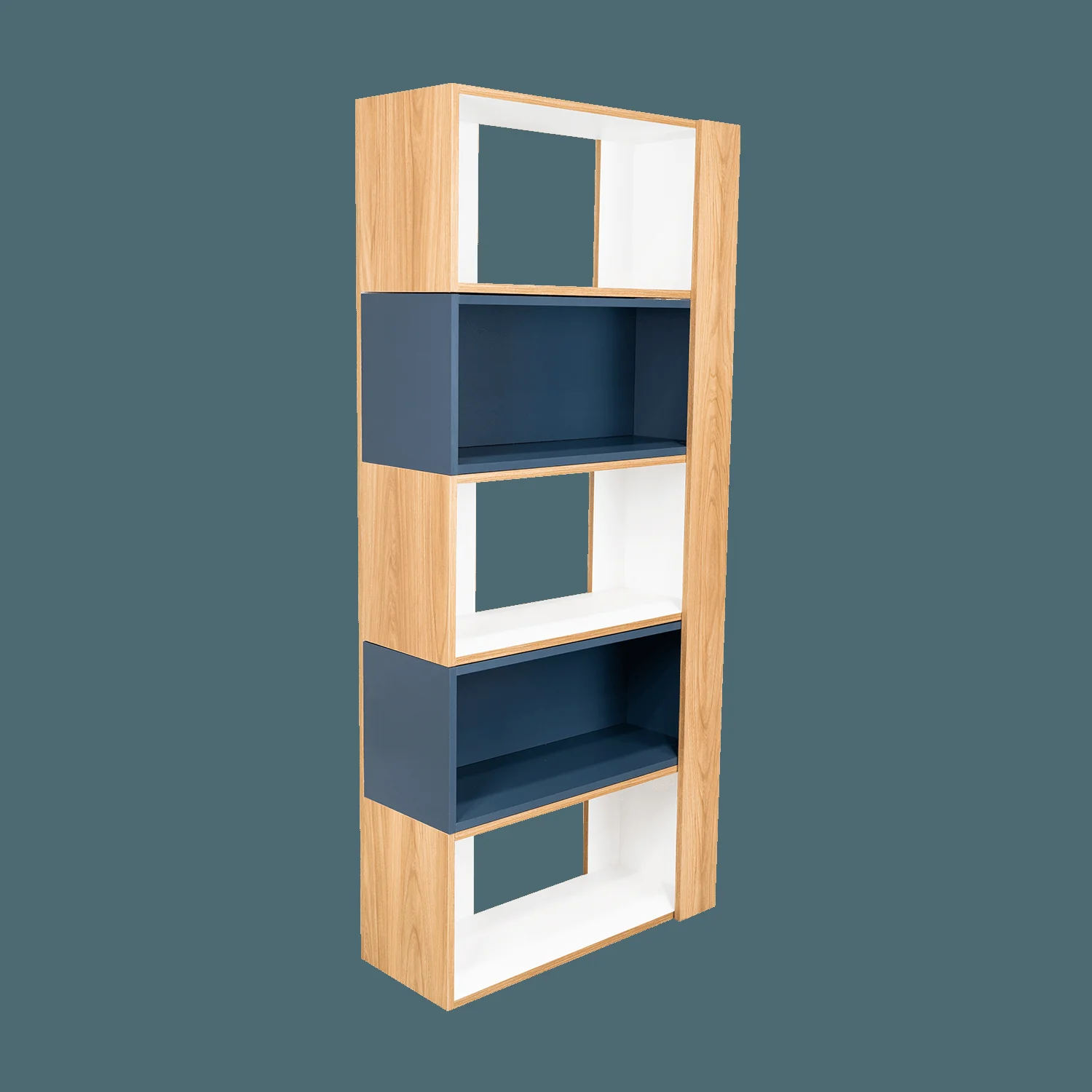 Biblioteca Beijing  161X70X28 RTA Fresno/Blanco + Azul - Imagen 10
