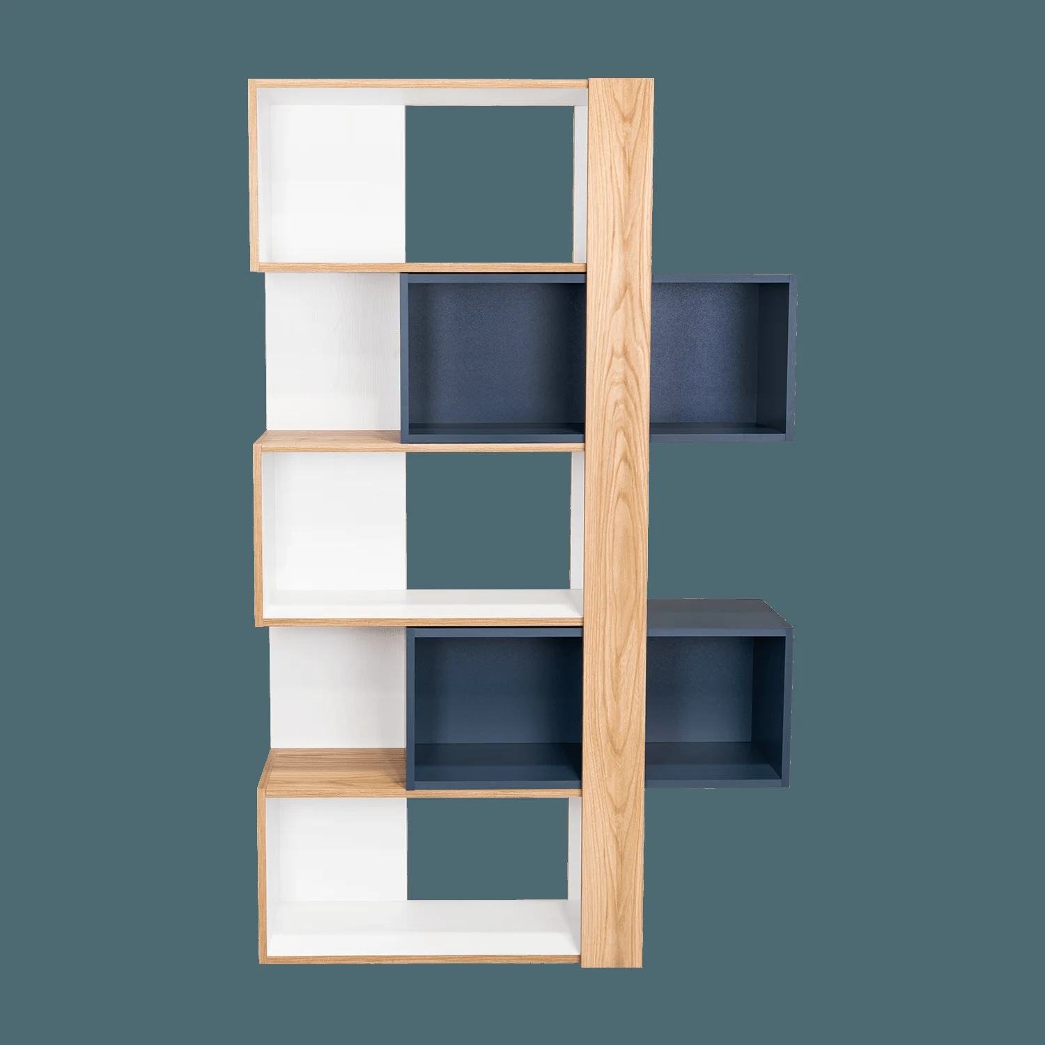 Biblioteca Beijing  161X70X28 RTA Fresno/Blanco + Azul - Imagen 11