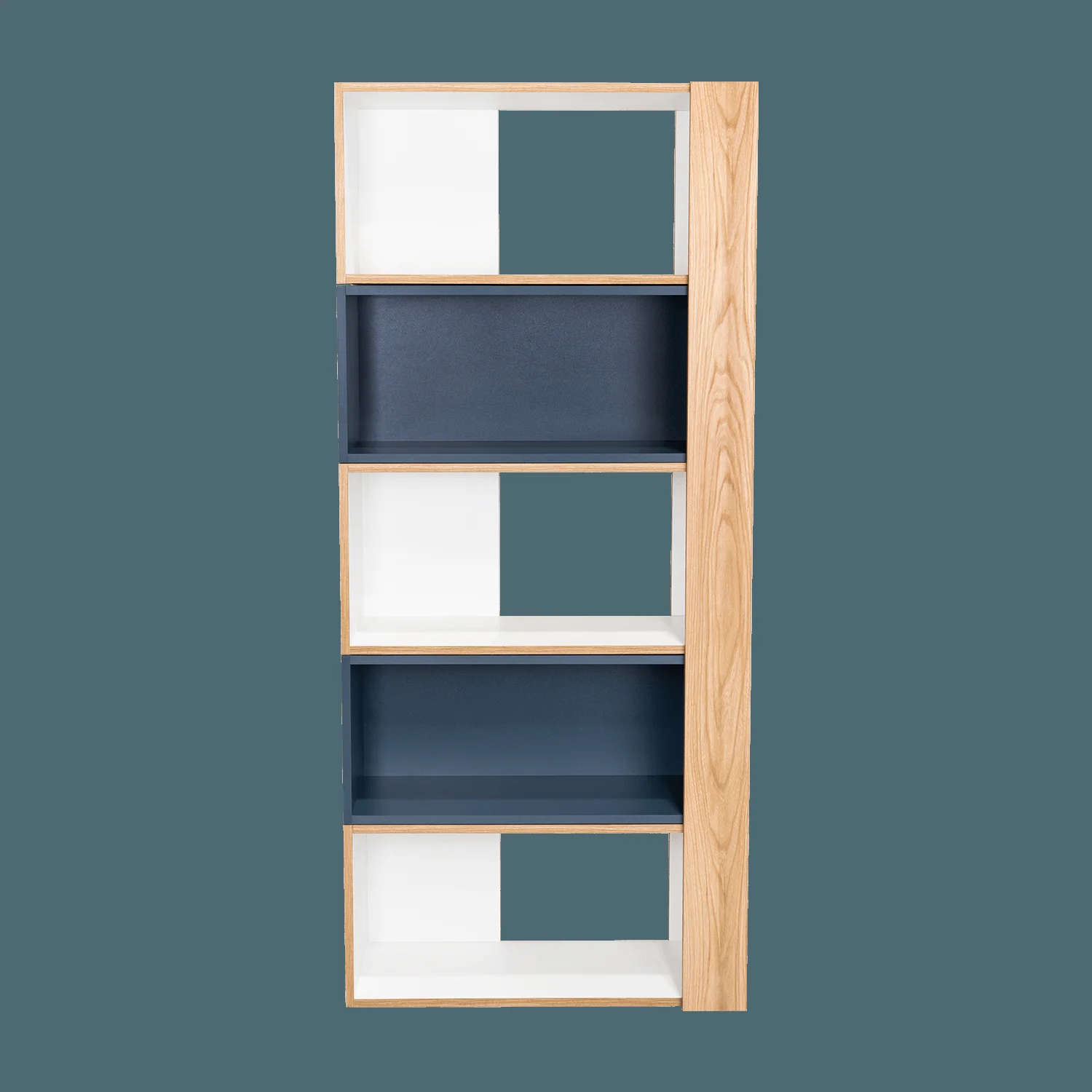 Biblioteca Beijing  161X70X28 RTA Fresno/Blanco + Azul - Imagen 12