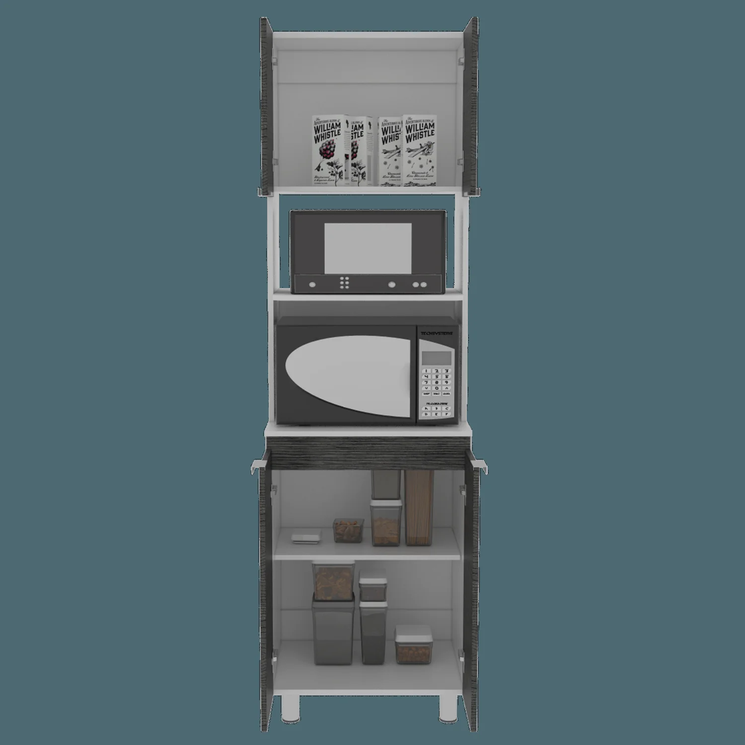 Mueble Microondas Fendi RTA Blanco + Roble Gris - Imagen 1