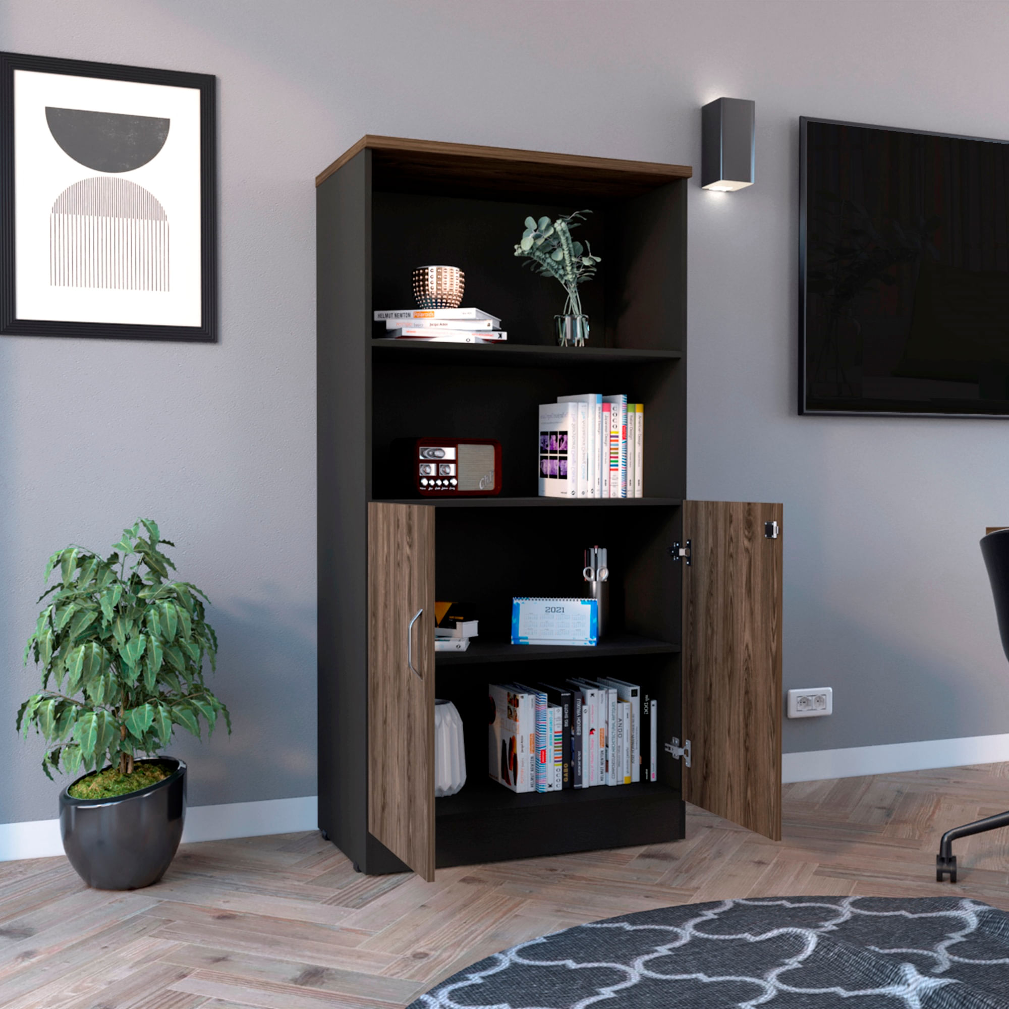 Biblioteca Home Office 2P + 2E RTA Wengue Milan - Imagen 2