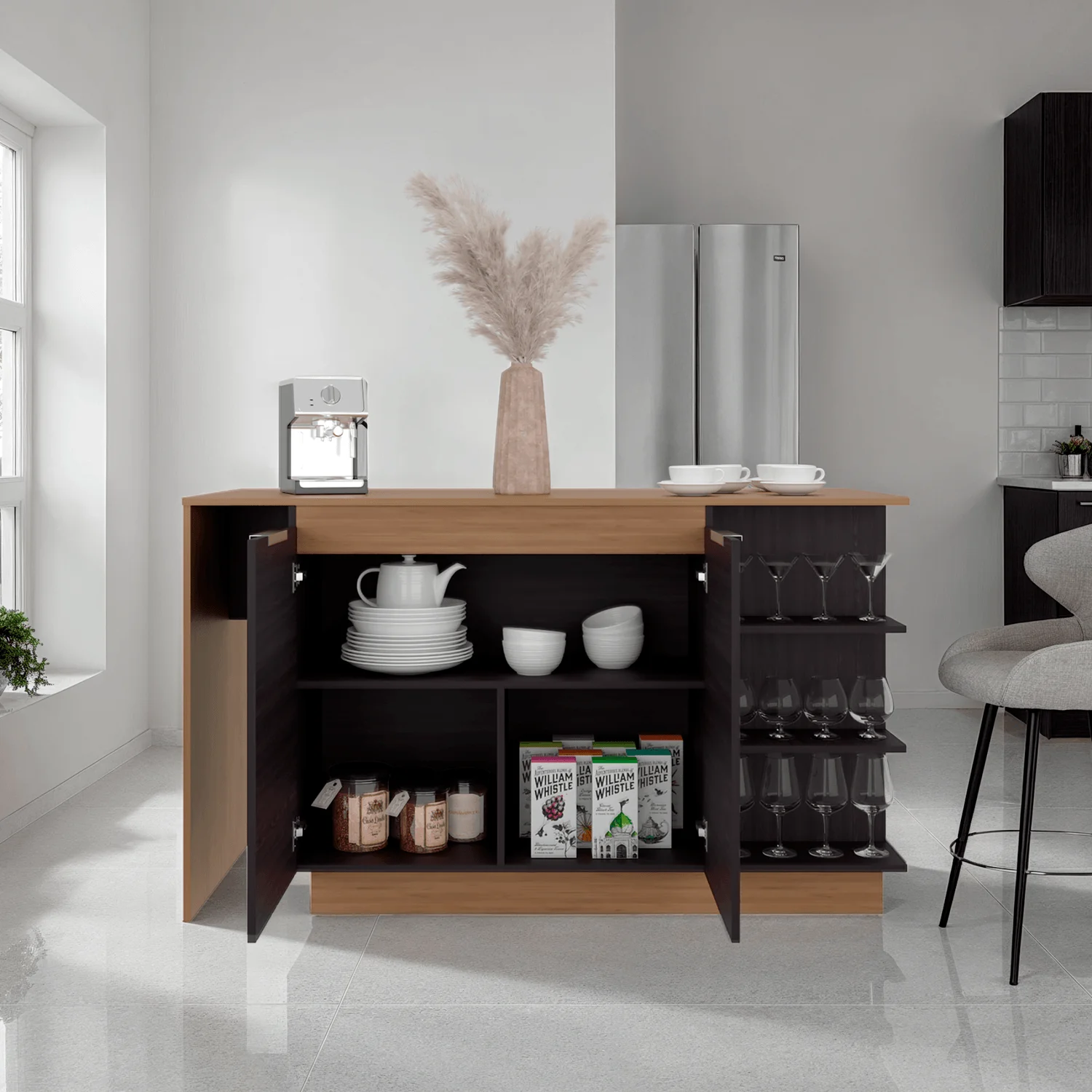 Barra de cocina Lumina 89X150X62 RTA Wengue Fresno ZF - Imagen 2