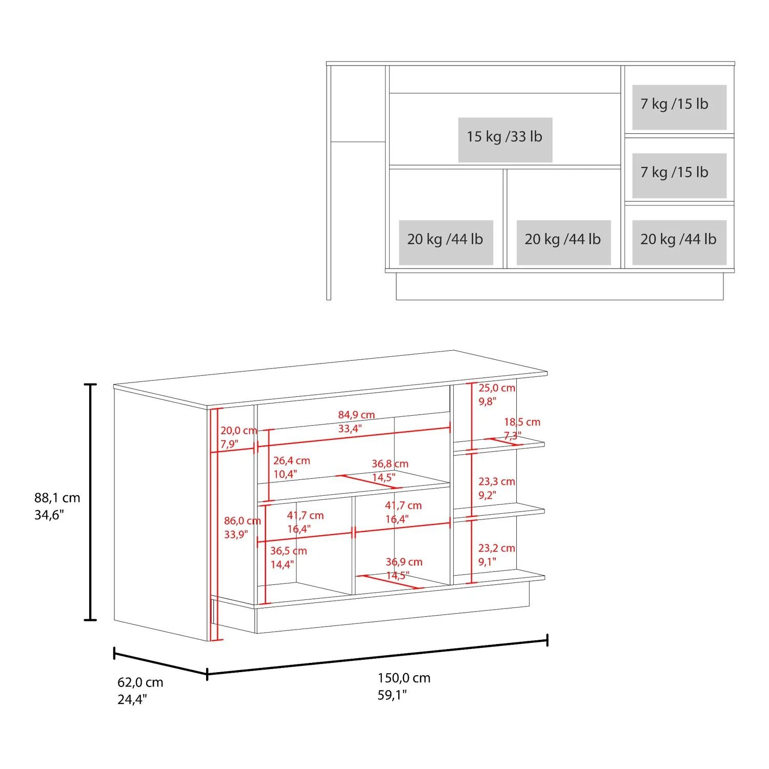 Barra de cocina Lumina 89X150X62 RTA Wengue Fresno ZF - Imagen 8
