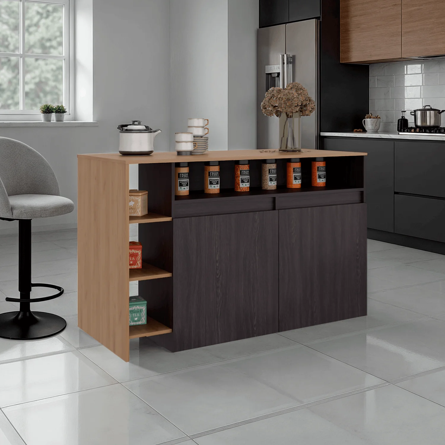 Barra de cocina Bari 2 90X140X65 RTA Wengue Fresno ZF - Imagen 2