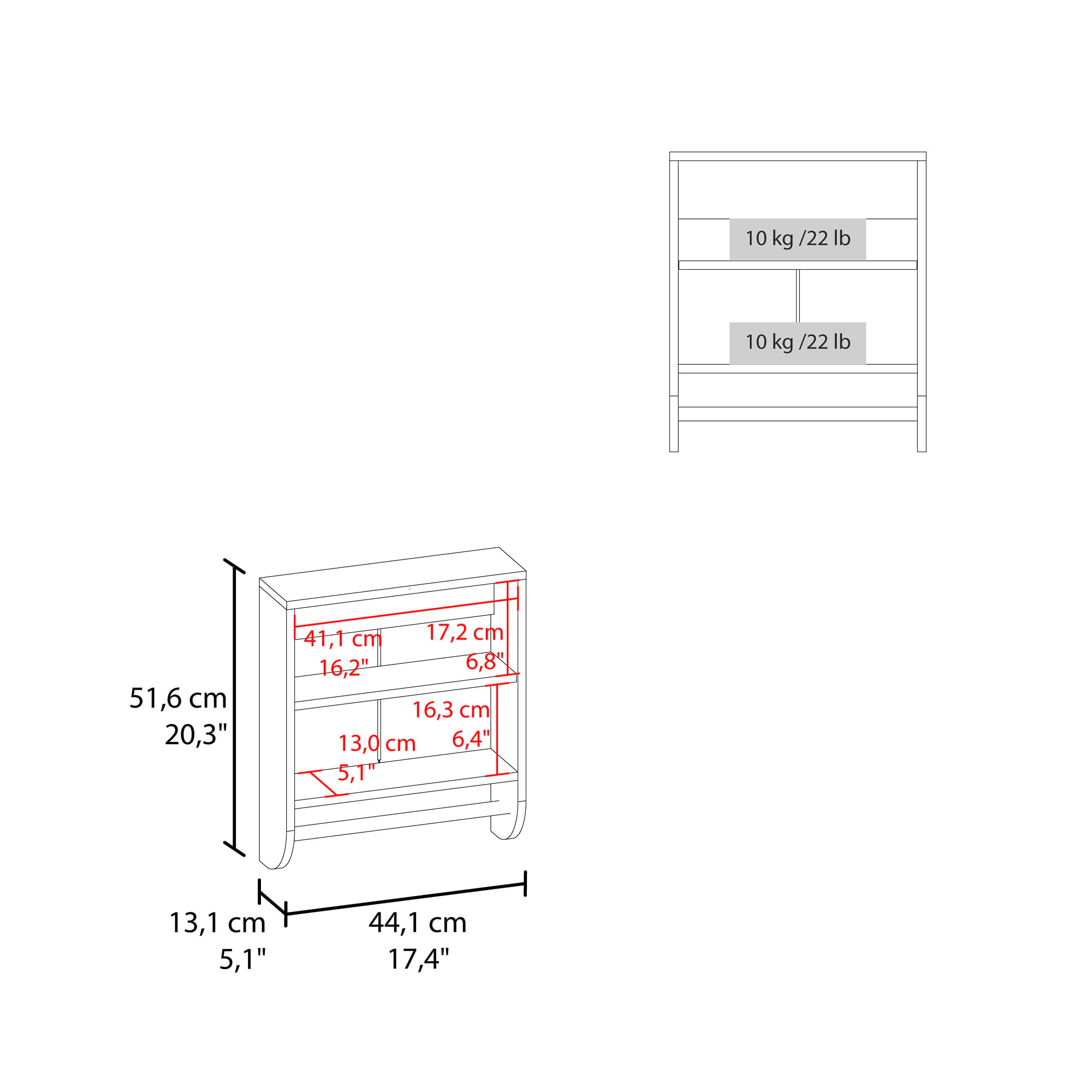 Gabinete Organizador Baño Colgador 50X45X14 RTA Blanco ZF - Imagen 6