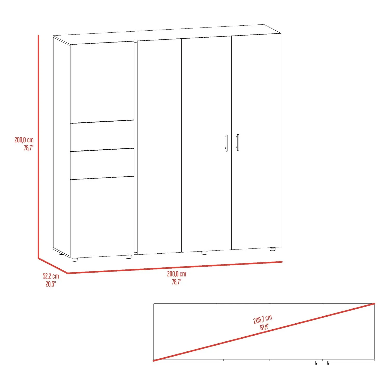 Closet Antalya 200X200X52 RTA Bardolino Blanco - Imagen 7