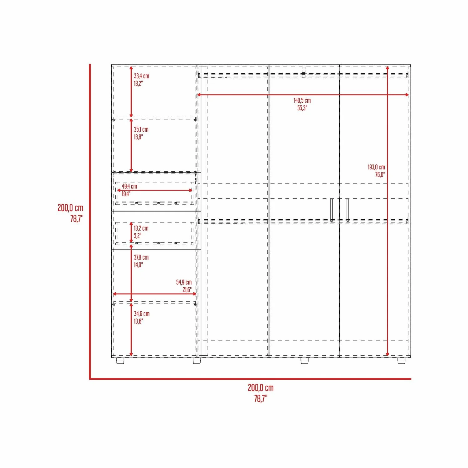 Closet Antalya 200X200X52 RTA Bardolino Blanco - Imagen 8