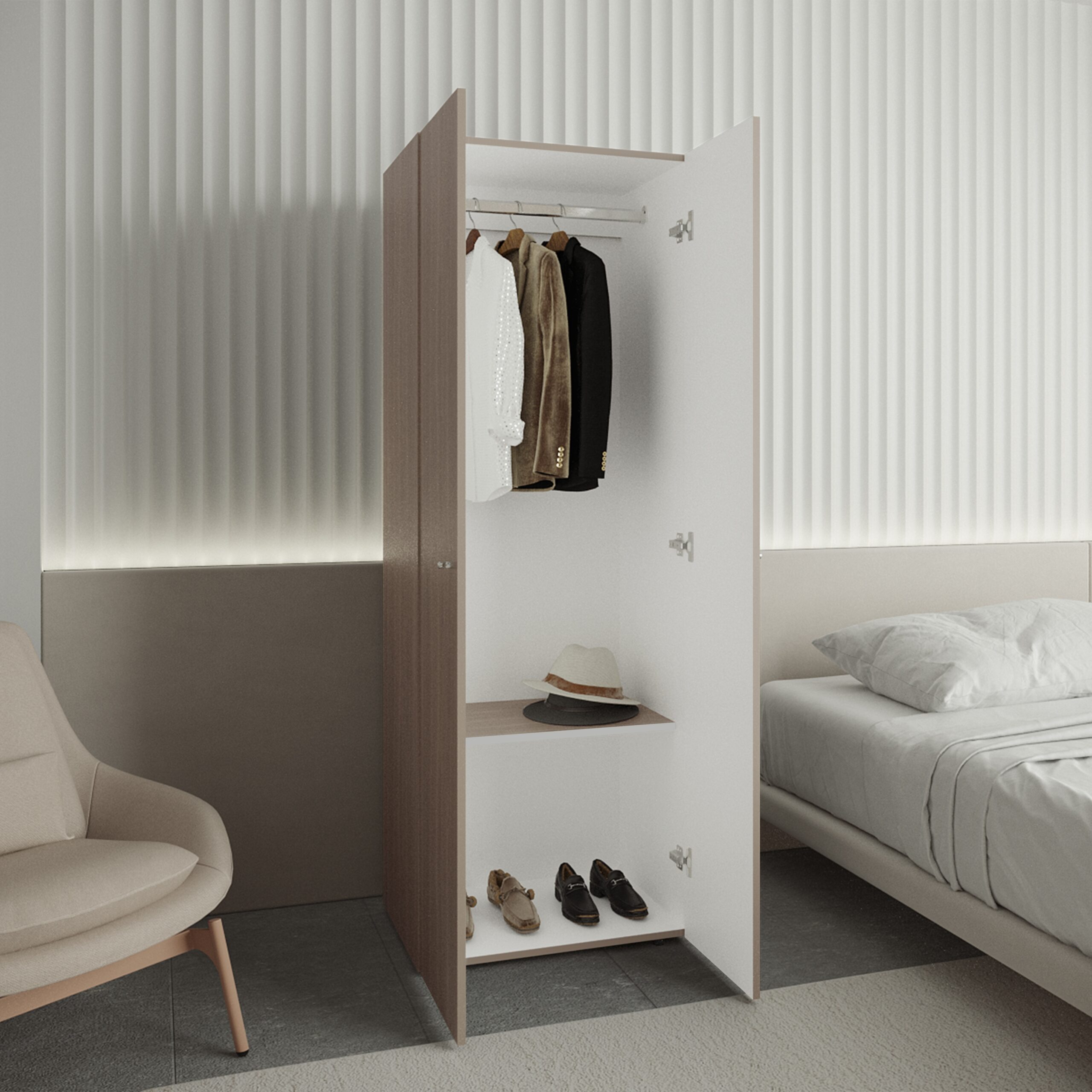 Closet 2 Puertas E1 Tuhogar 170X60X40 RTA Bardolino Blanco - Imagen 3