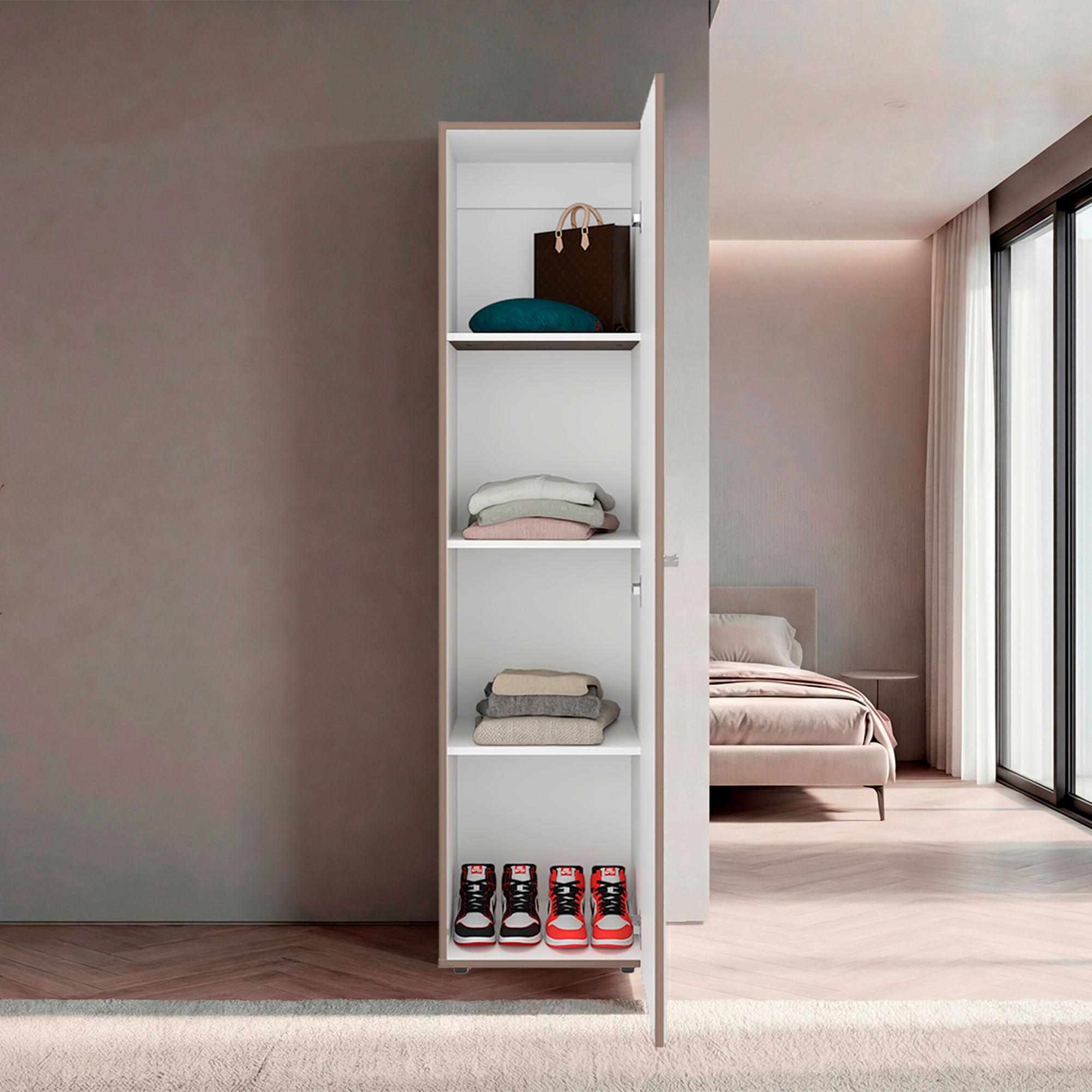 Closet con Espejo Home Dreams 170X40X40 RTA Bardolino Blanco ZF - Imagen 3