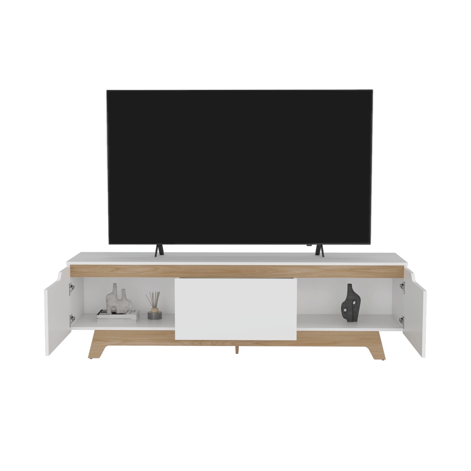 Centro de entretenimiento Woodall TV 80'' 53X180X45 RTA Blanco Fresno - Imagen 5