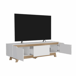 Centro de entretenimiento Woodall TV 80” 53X180X45 RTA Blanco Fresno