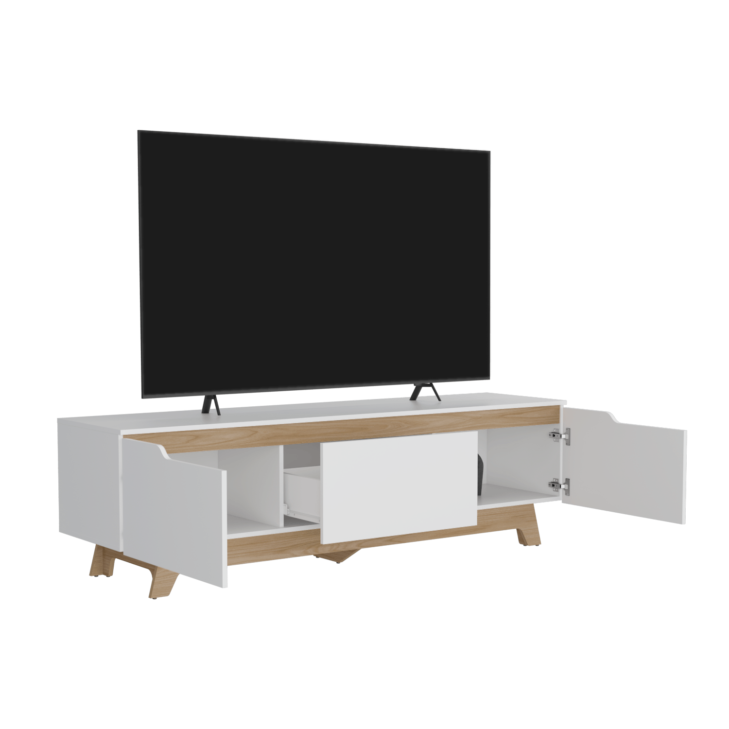 Centro de entretenimiento Woodall TV 80'' 53X180X45 RTA Blanco Fresno - Imagen 1