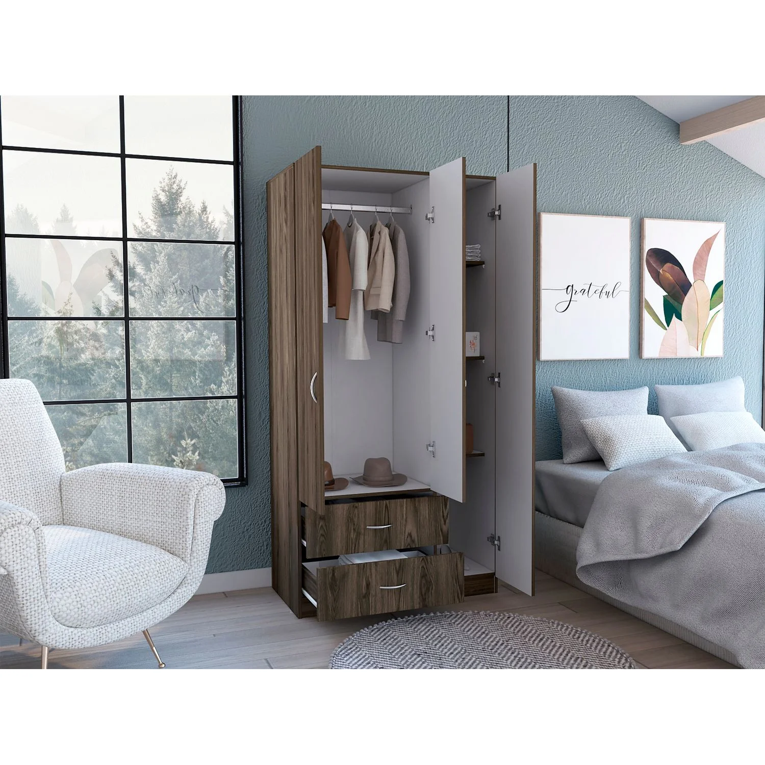 Closet Austral 3P 180 X 90 X 47 RTA Milan + Blanco - Imagen 4