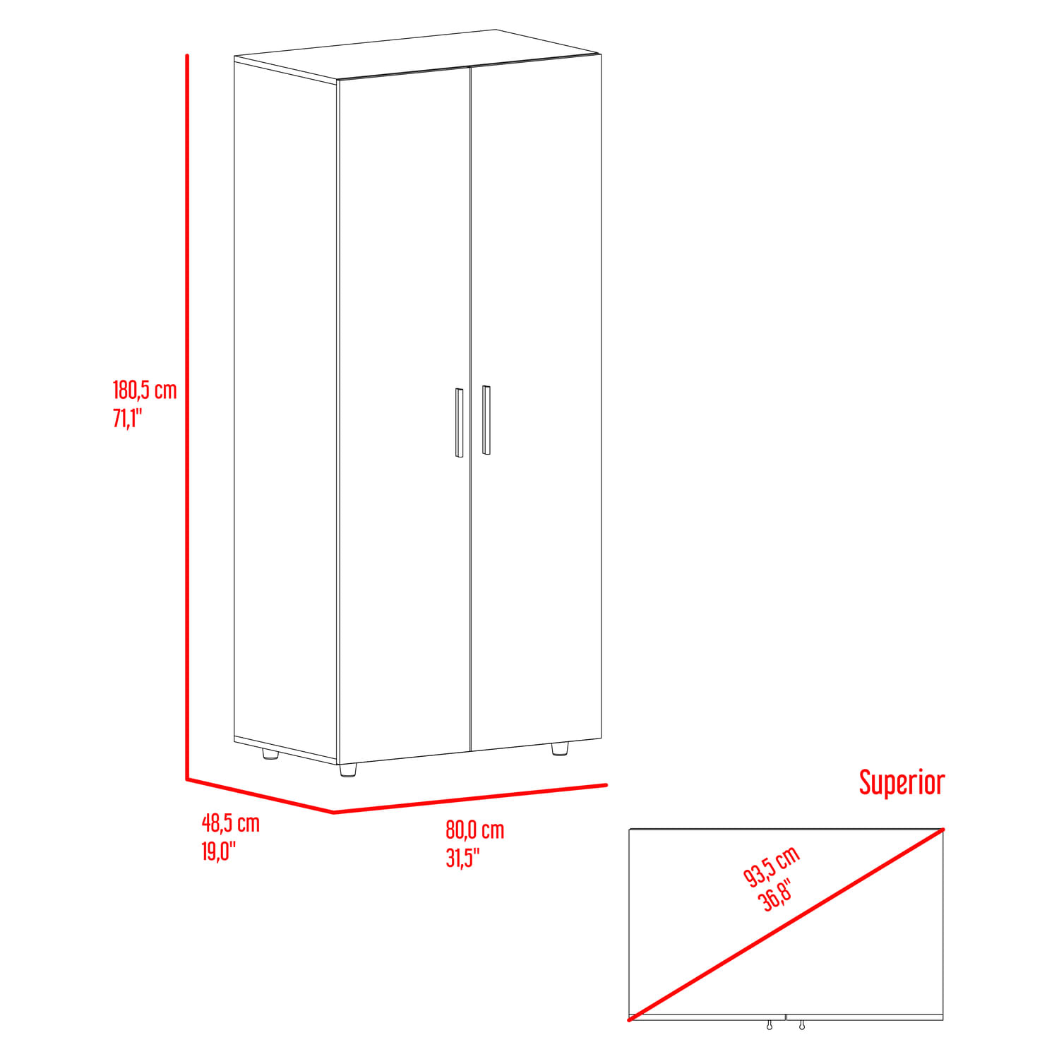 Closet Hogar 180 X 80 X 48 RTA Fresno + Blanco - Imagen 7