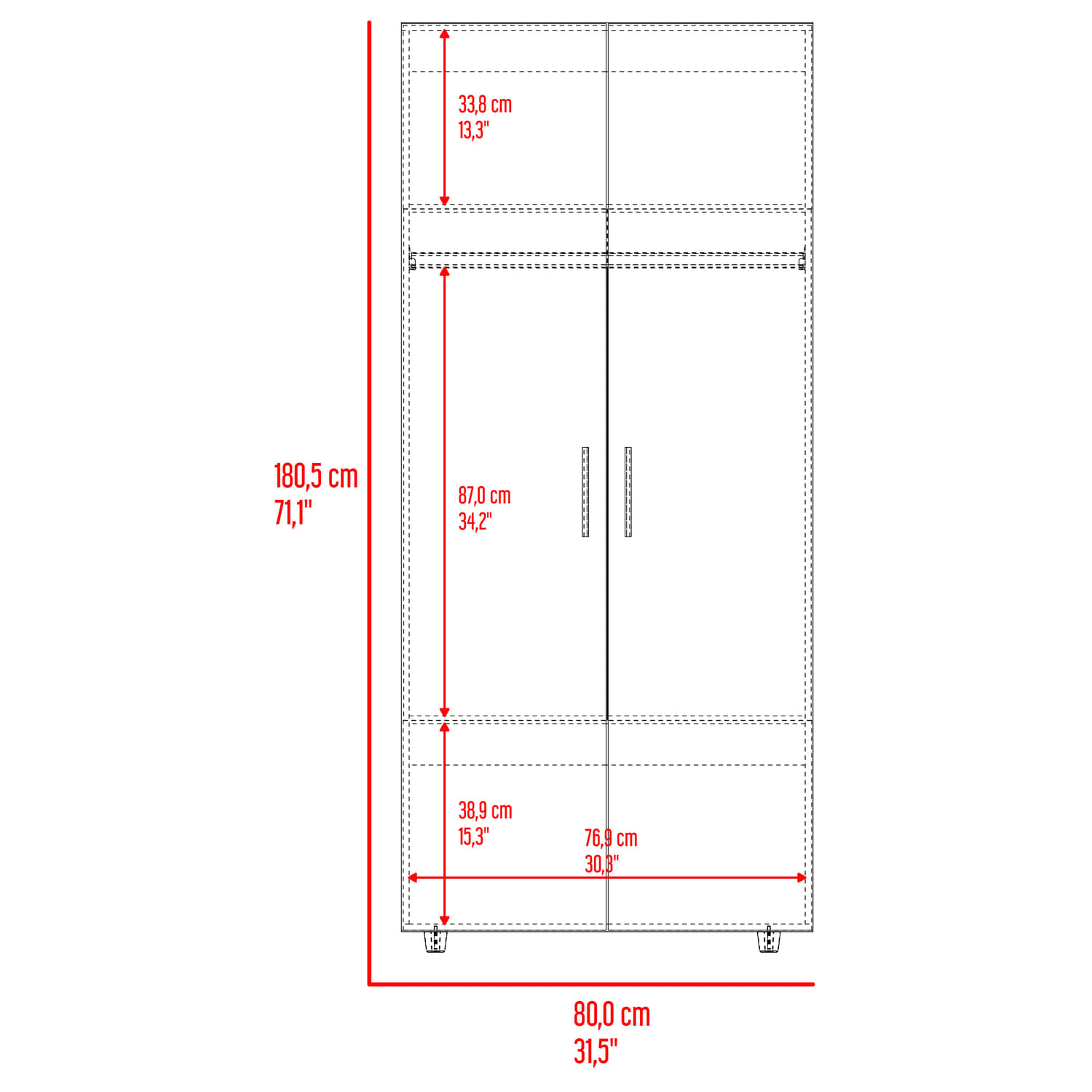 Closet Hogar 180 X 80 X 48 RTA Fresno + Blanco - Imagen 8