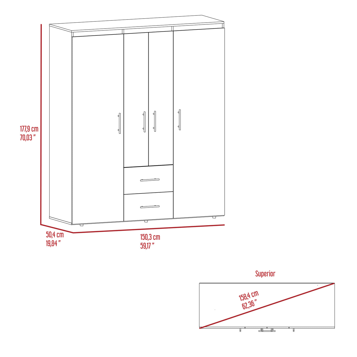 Closet Bariloche Eco 150 Fresno Blanco RTA - Imagen 7