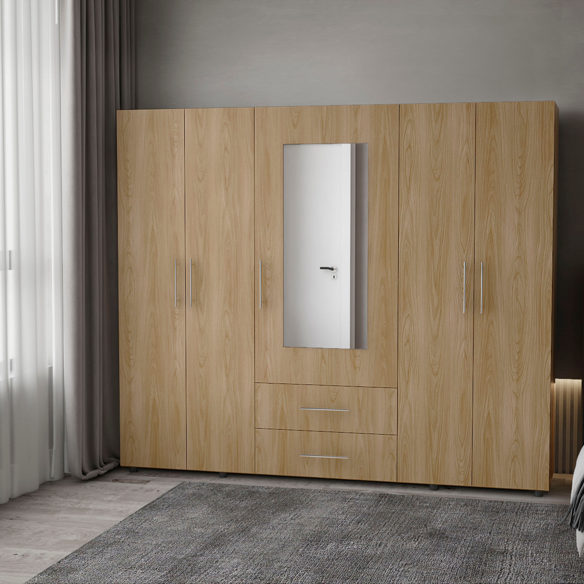 Closet Bigaf Espejo 200X230X48 RTA Fresno Eu Blanco Mqz - Imagen 3