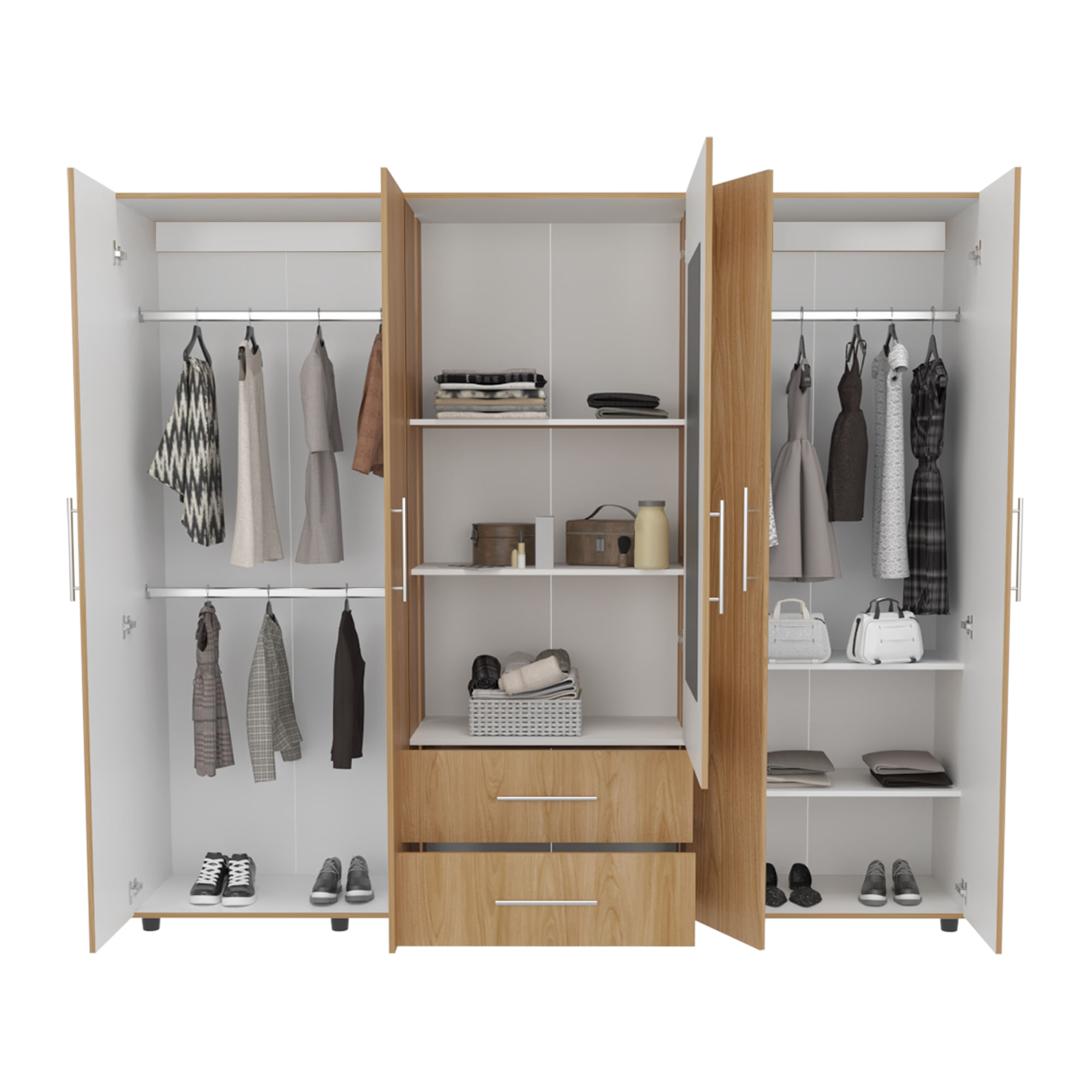 Closet Bigaf Espejo 200X230X48 RTA Fresno Eu Blanco Mqz - Imagen 4