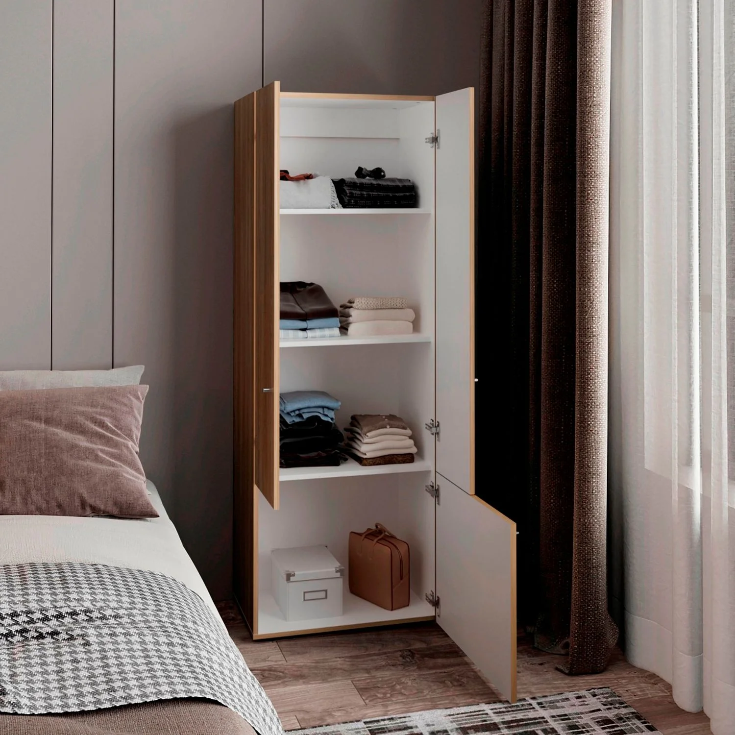 Closet 3 Puertas Tuhogar 170X60X40 Fresno Blanco - Imagen 2