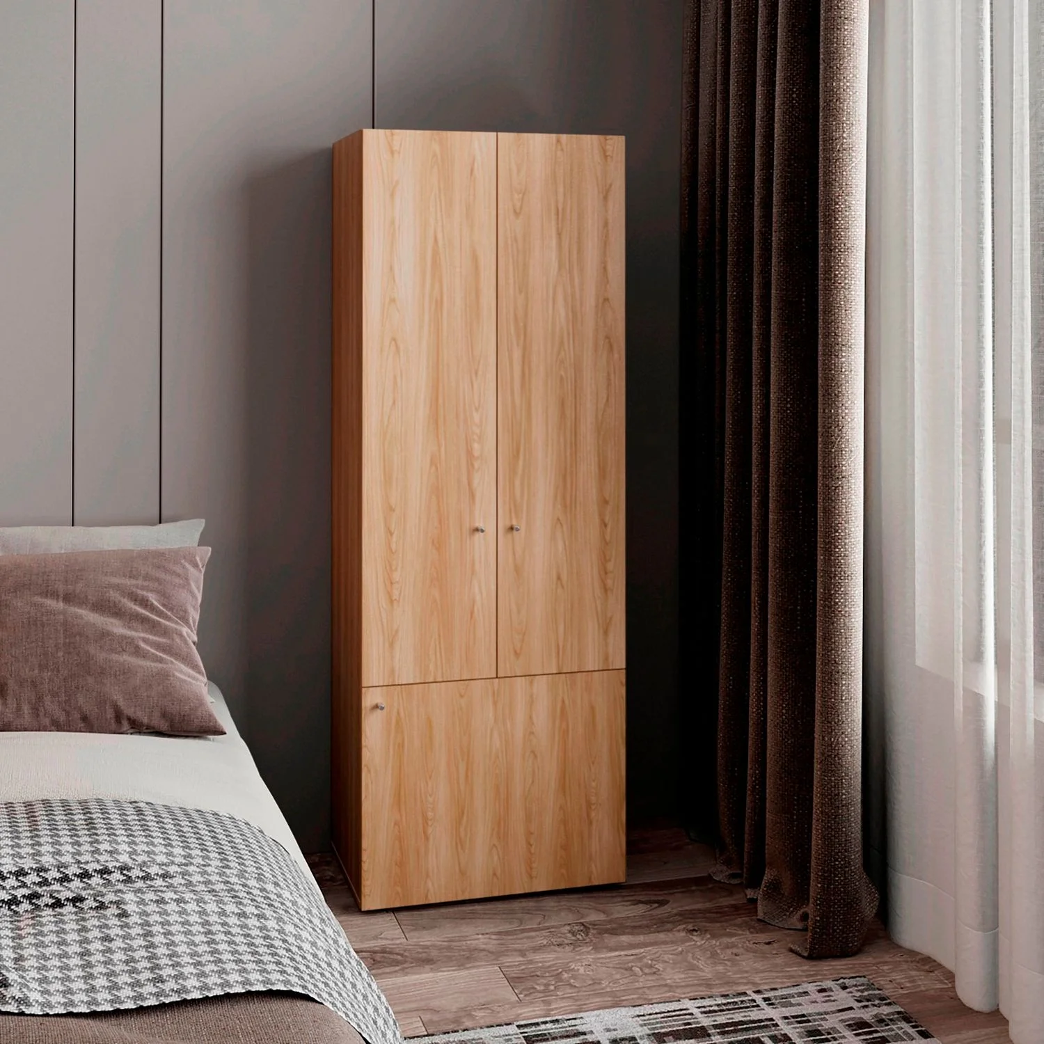 Closet 3 Puertas Tuhogar 170X60X40 Fresno Blanco - Imagen 3