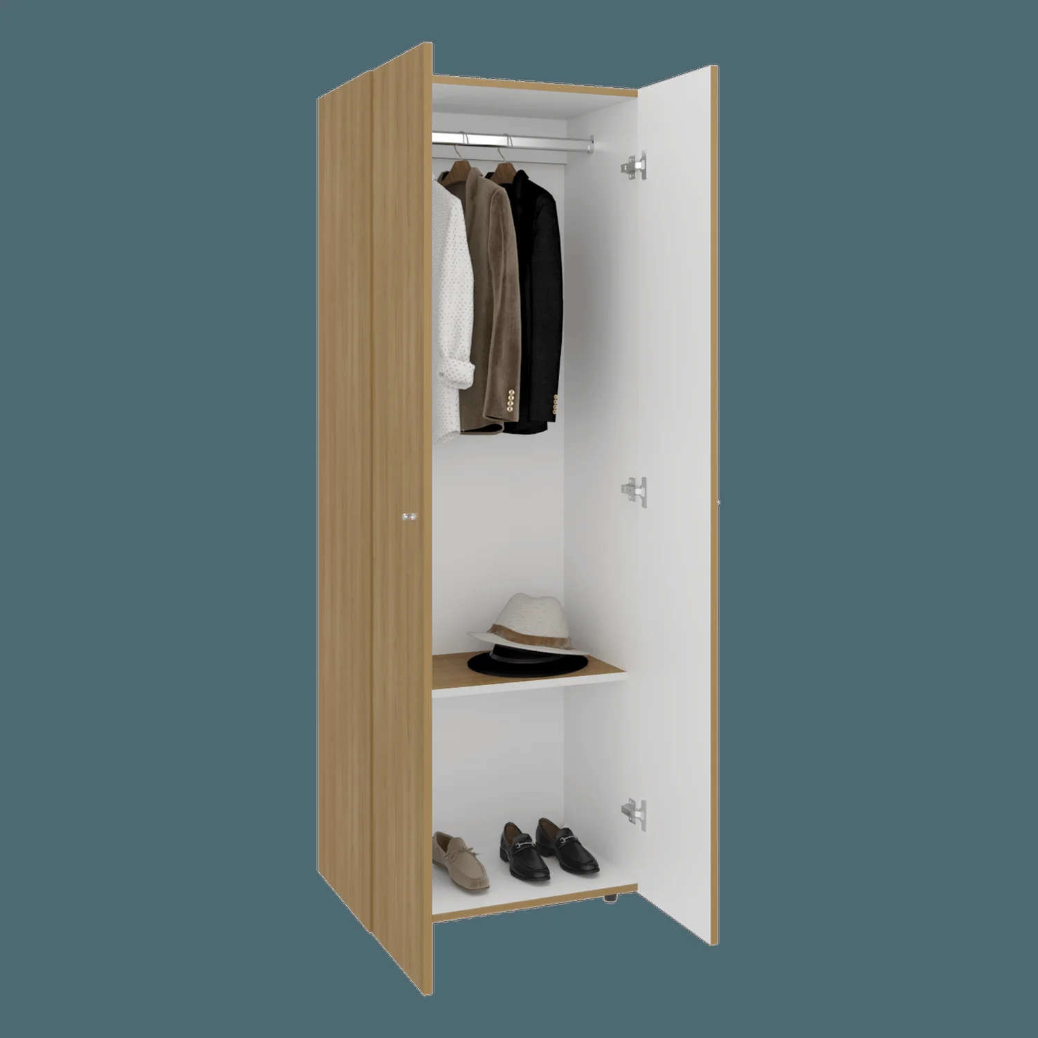 Closet 2 Puertas E1 Tuhogar 170X60X40 RTA  Fresno Blanco - Imagen 4