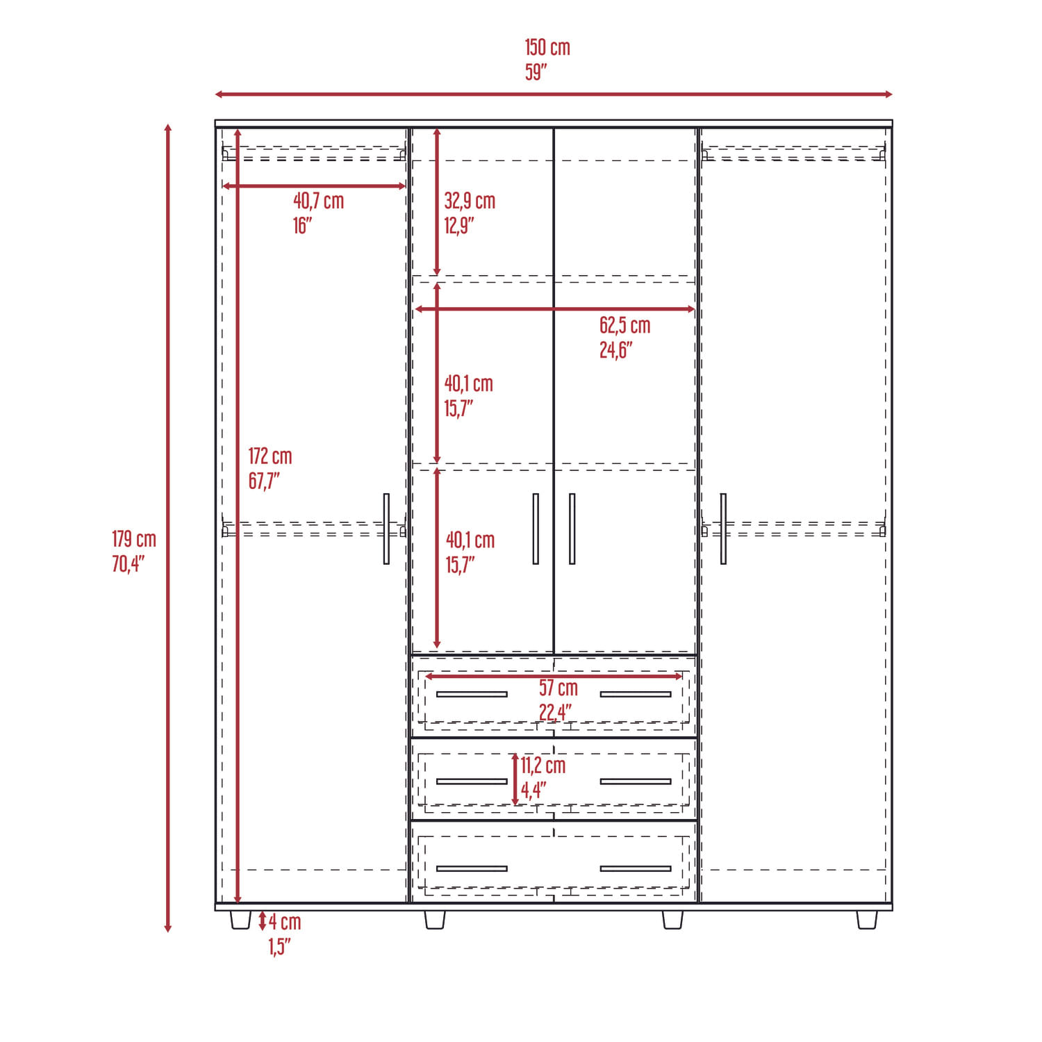 Closet Fontan 179X150X49 RTA Fresno Blanco - Imagen 8