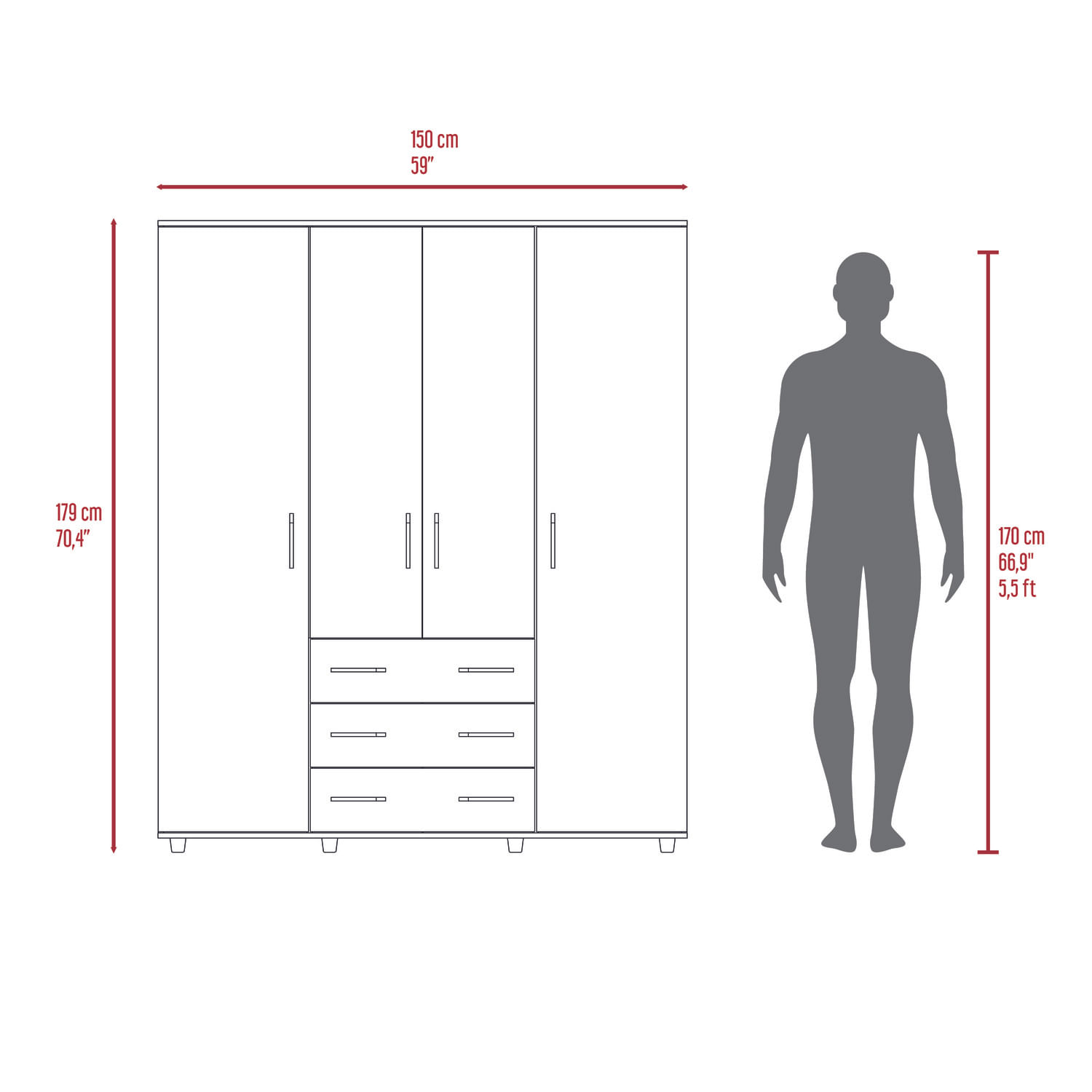 Closet Fontan 179X150X49 RTA Fresno Blanco - Imagen 9
