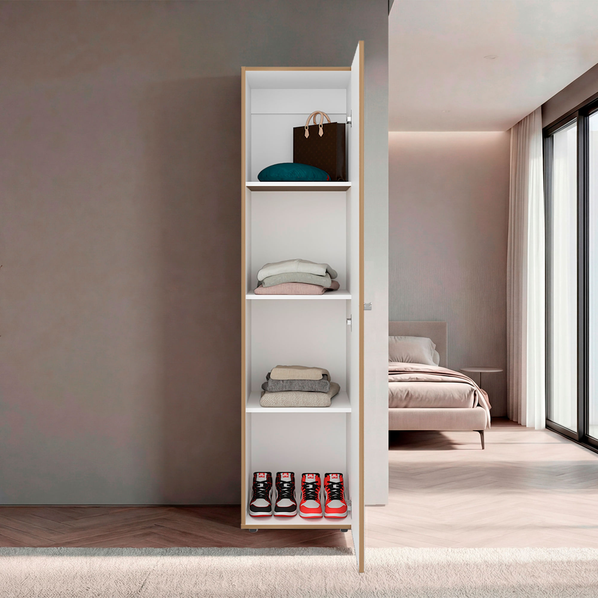 Closet con Espejo Home Dreams 170X40X40 RTA Fresno Blanco ZF - Imagen 3