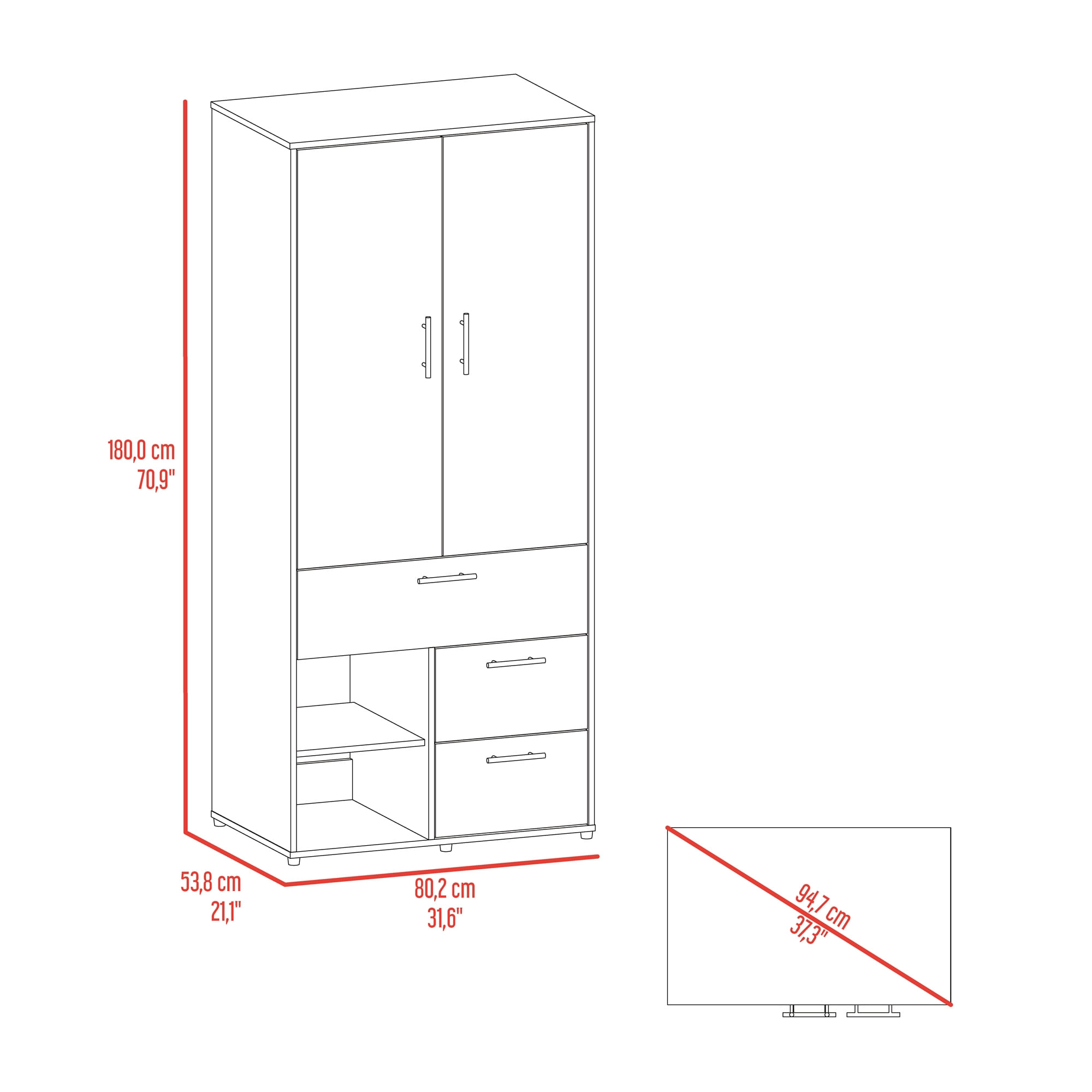 Closet Sevilla 179X80X50 RTA Fresno Eu - Imagen 4