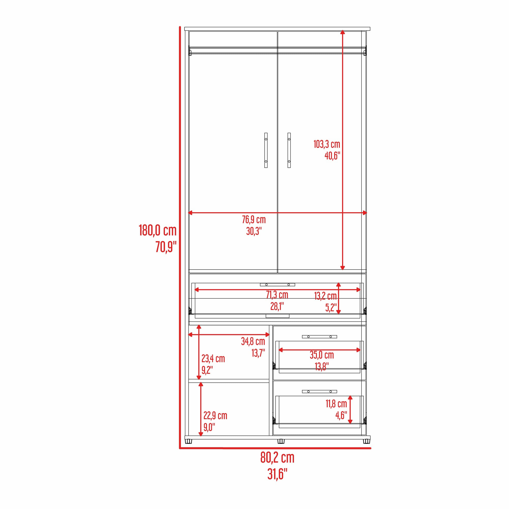 Closet Sevilla 179X80X50 RTA Fresno Eu - Imagen 5