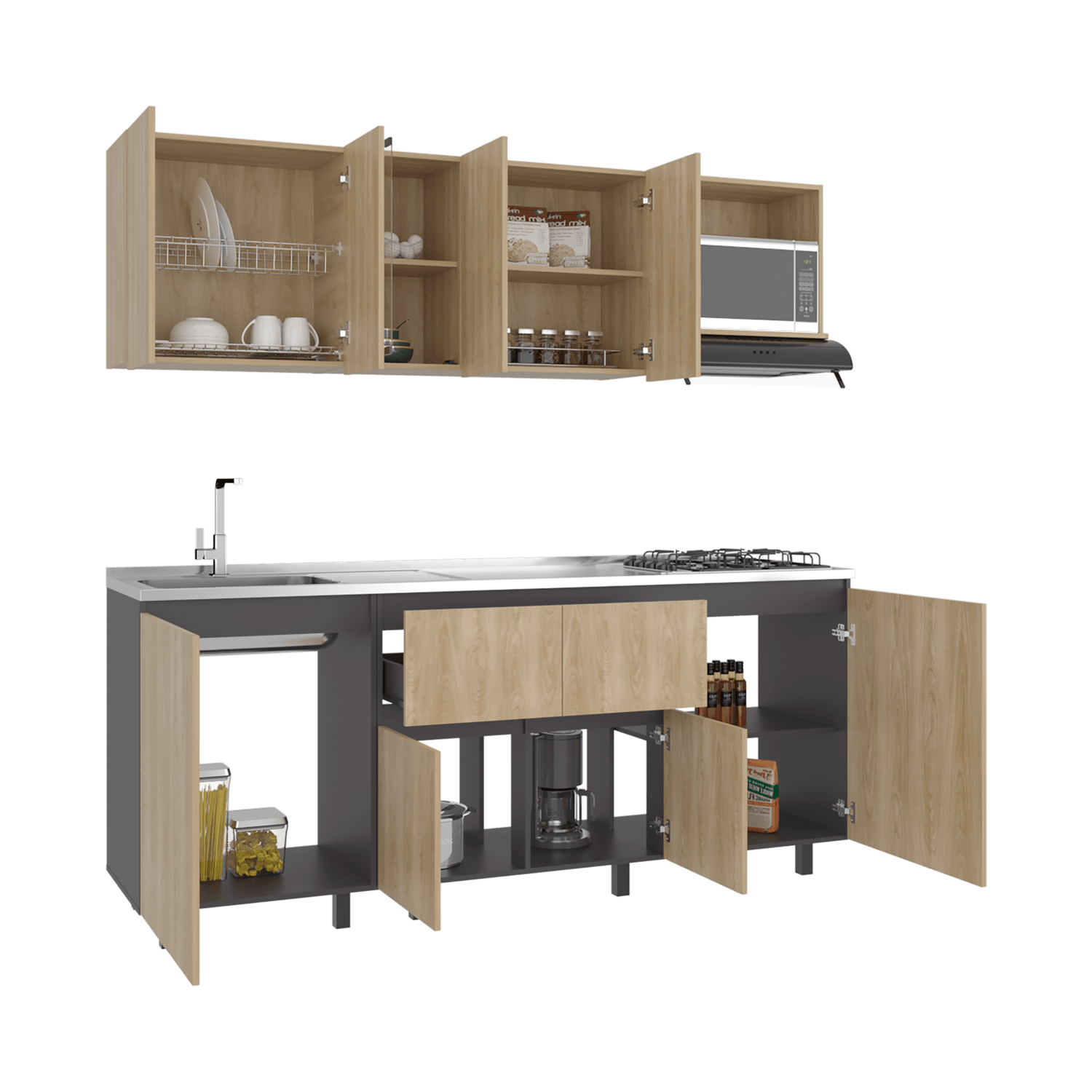 Cocina 2,10 Amantia RTA Fresno Plomo - Imagen 1