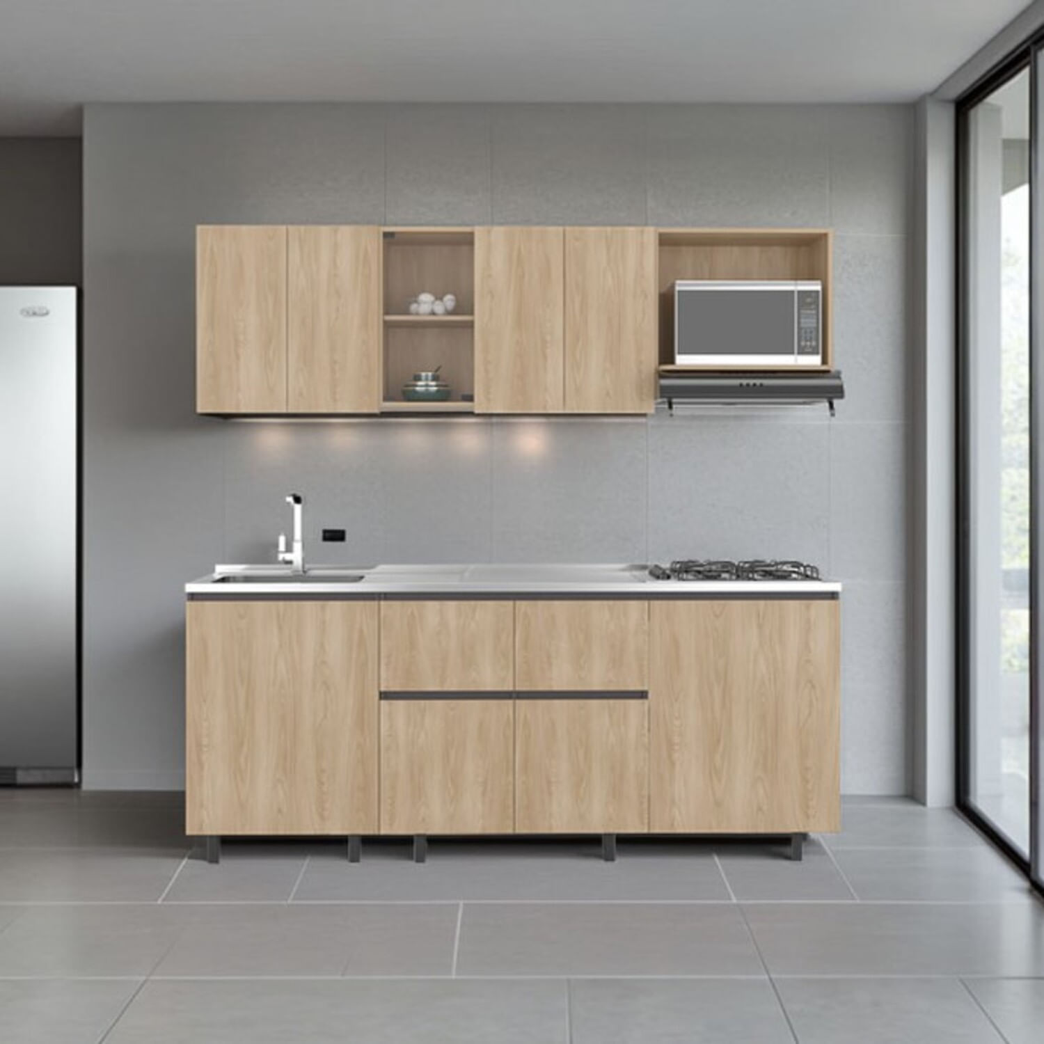 Cocina 2,10 Amantia RTA Fresno Plomo - Imagen 2