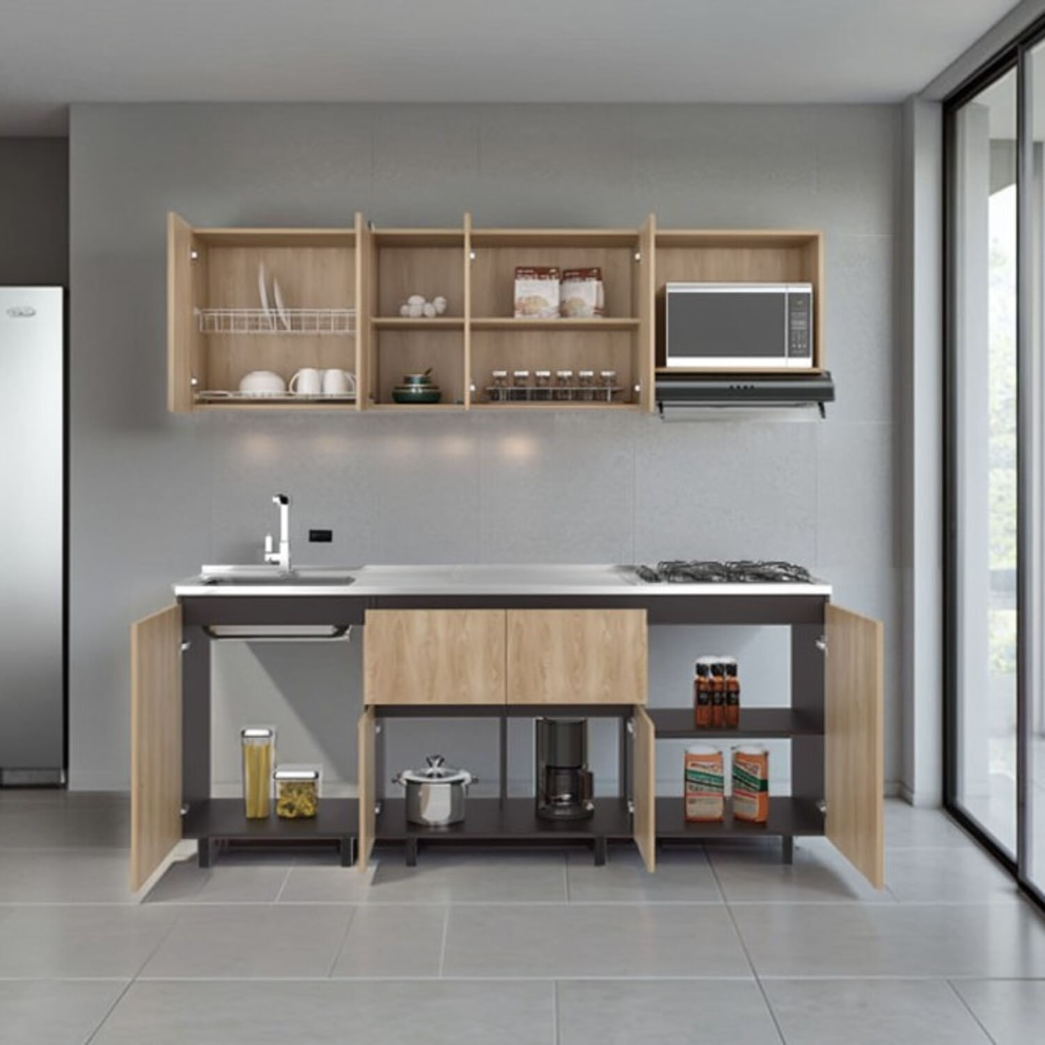 Cocina 2,10 Amantia RTA Fresno Plomo - Imagen 3