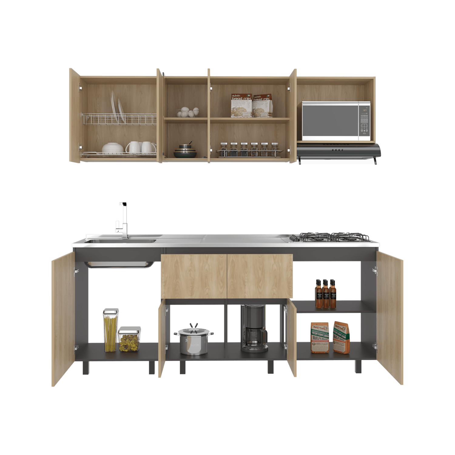 Cocina 2,10 Amantia RTA Fresno Plomo - Imagen 4