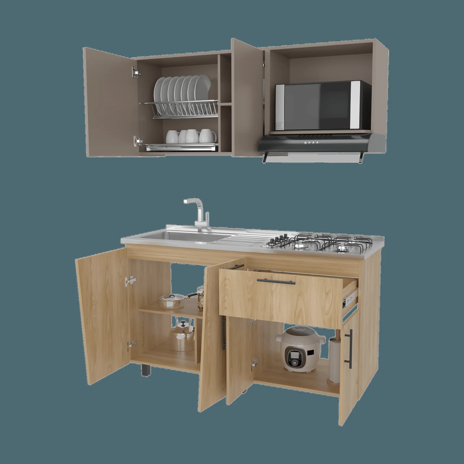 Cocina 150 Emilia Izq RTA Fresno Taupe - Imagen 1