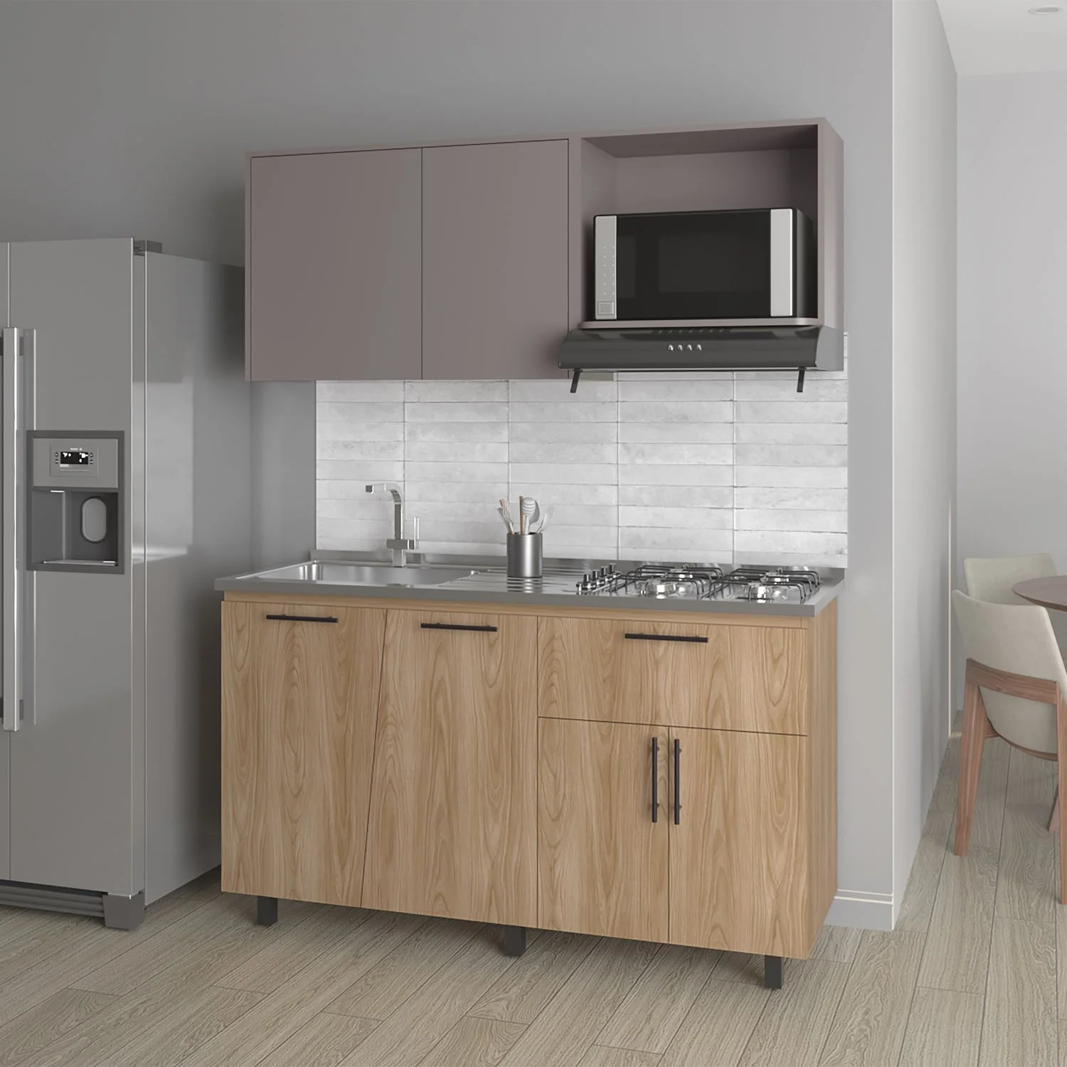 Cocina 150 Emilia Izq RTA Fresno Taupe - Imagen 2