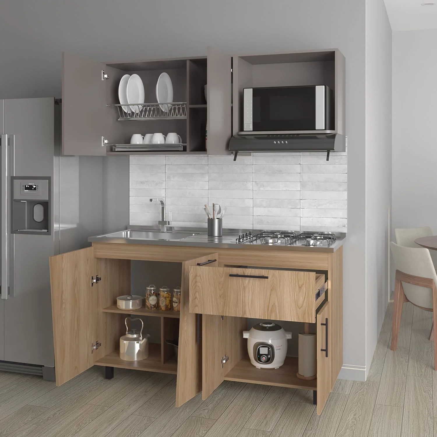 Cocina 150 Emilia Izq RTA Fresno Taupe - Imagen 3