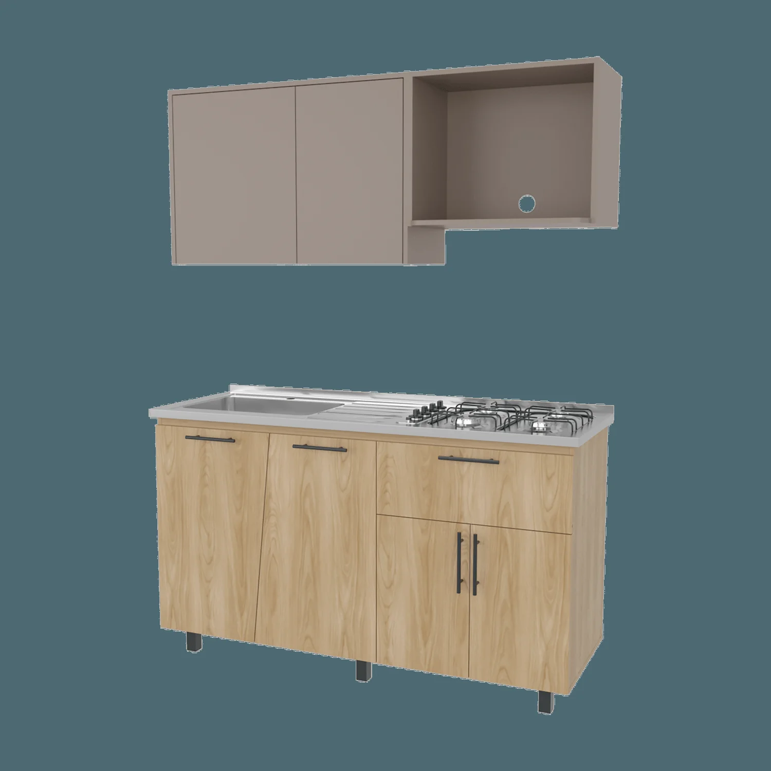 Cocina 150 Emilia Izq RTA Fresno Taupe - Imagen 5