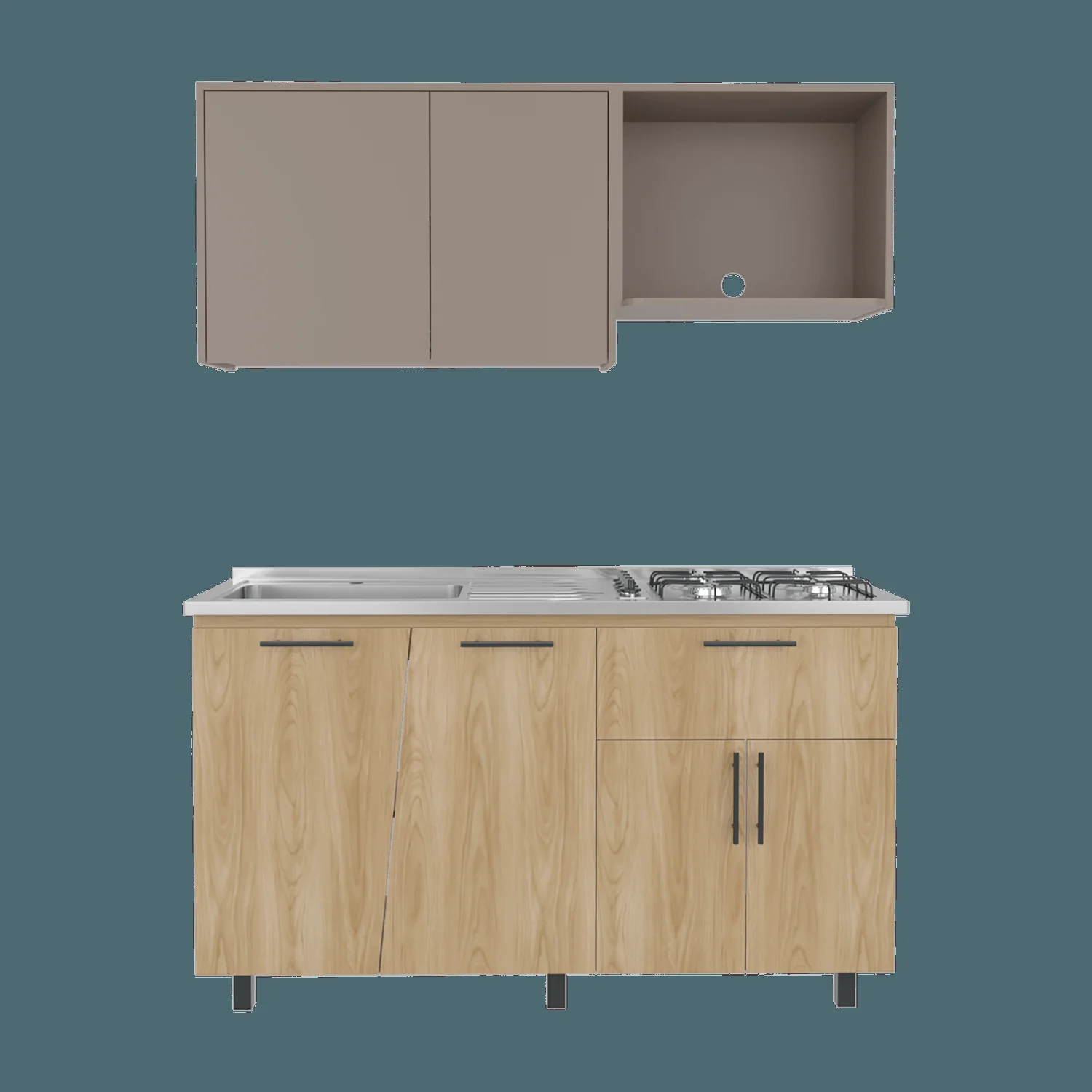 Cocina 150 Emilia Izq RTA Fresno Taupe - Imagen 6