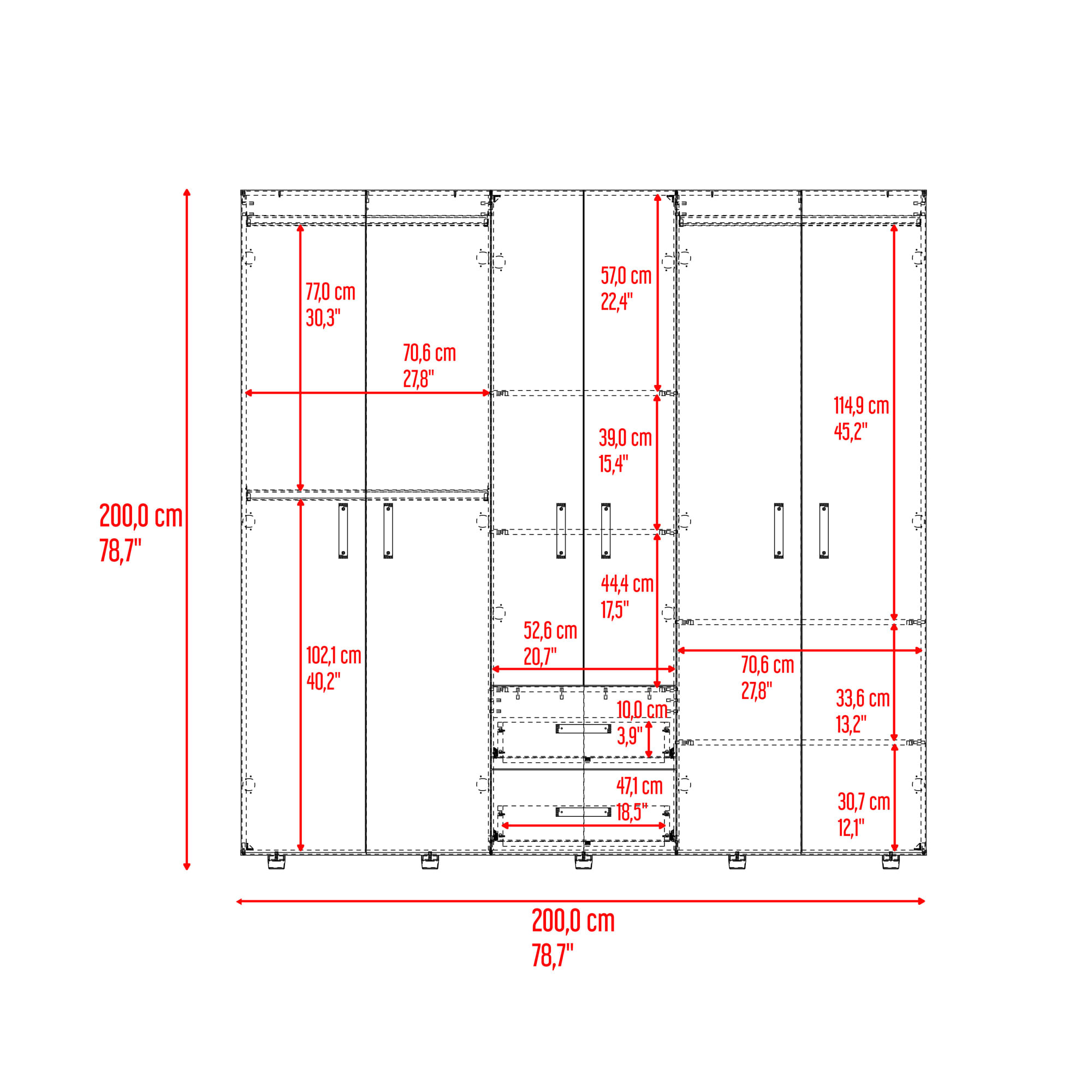 Closet Barilo 200X200X50 RTA Fresno Eu Wengue - Imagen 5