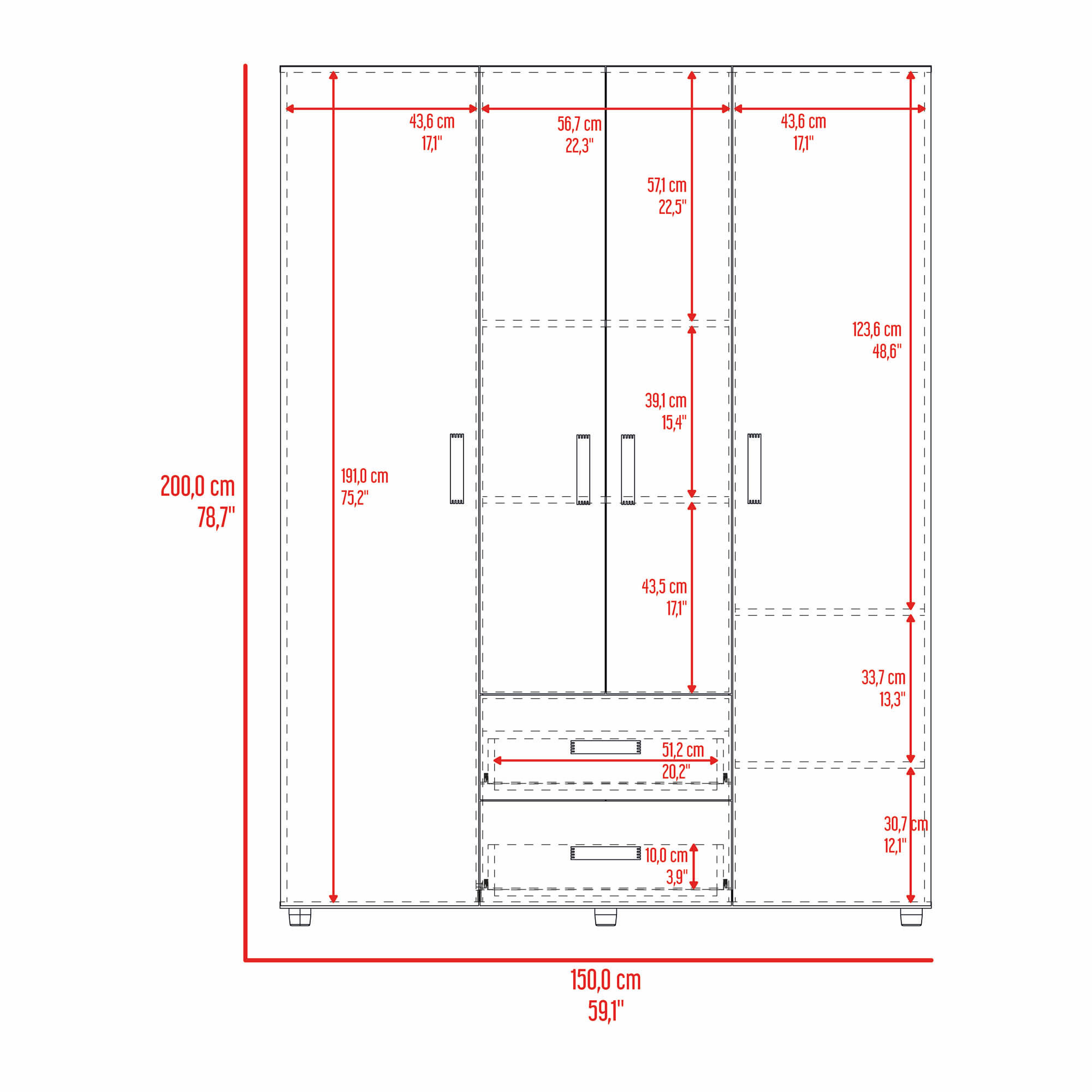 Closet Barilo 200X150X49 RTA Fresno Eu Wengue - Imagen 5